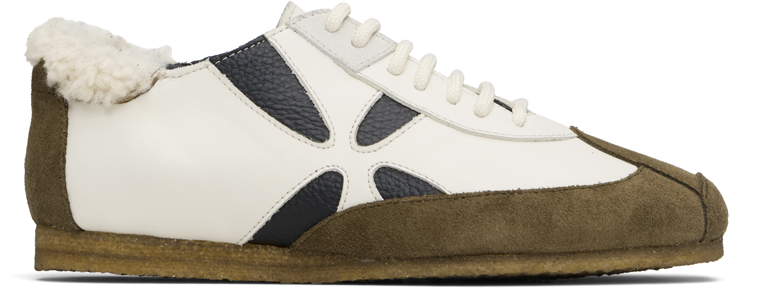 Stefan Cooke Off-white & Khaki Slashed Trainer Sneakers In Multi