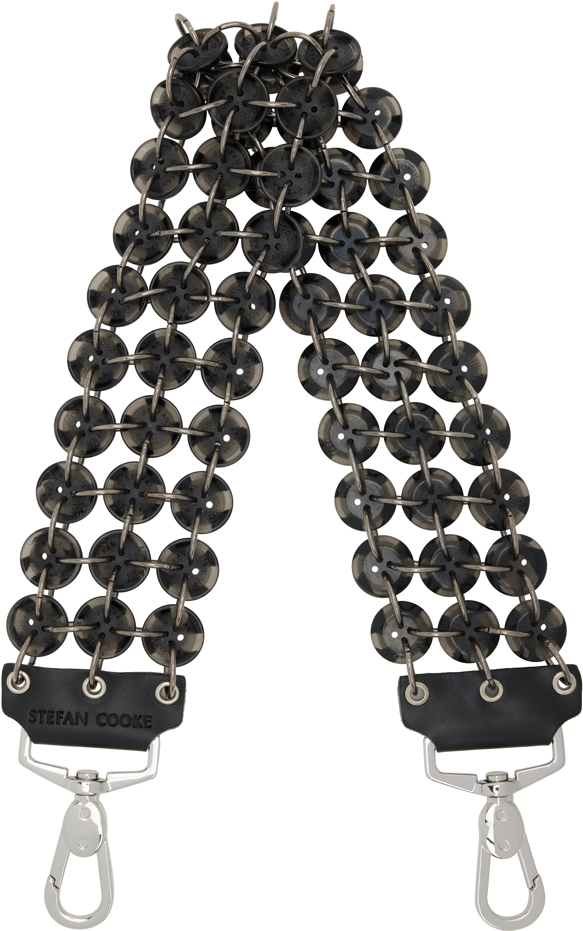 Stefan Cooke Black Short Button Bag Strap In Black