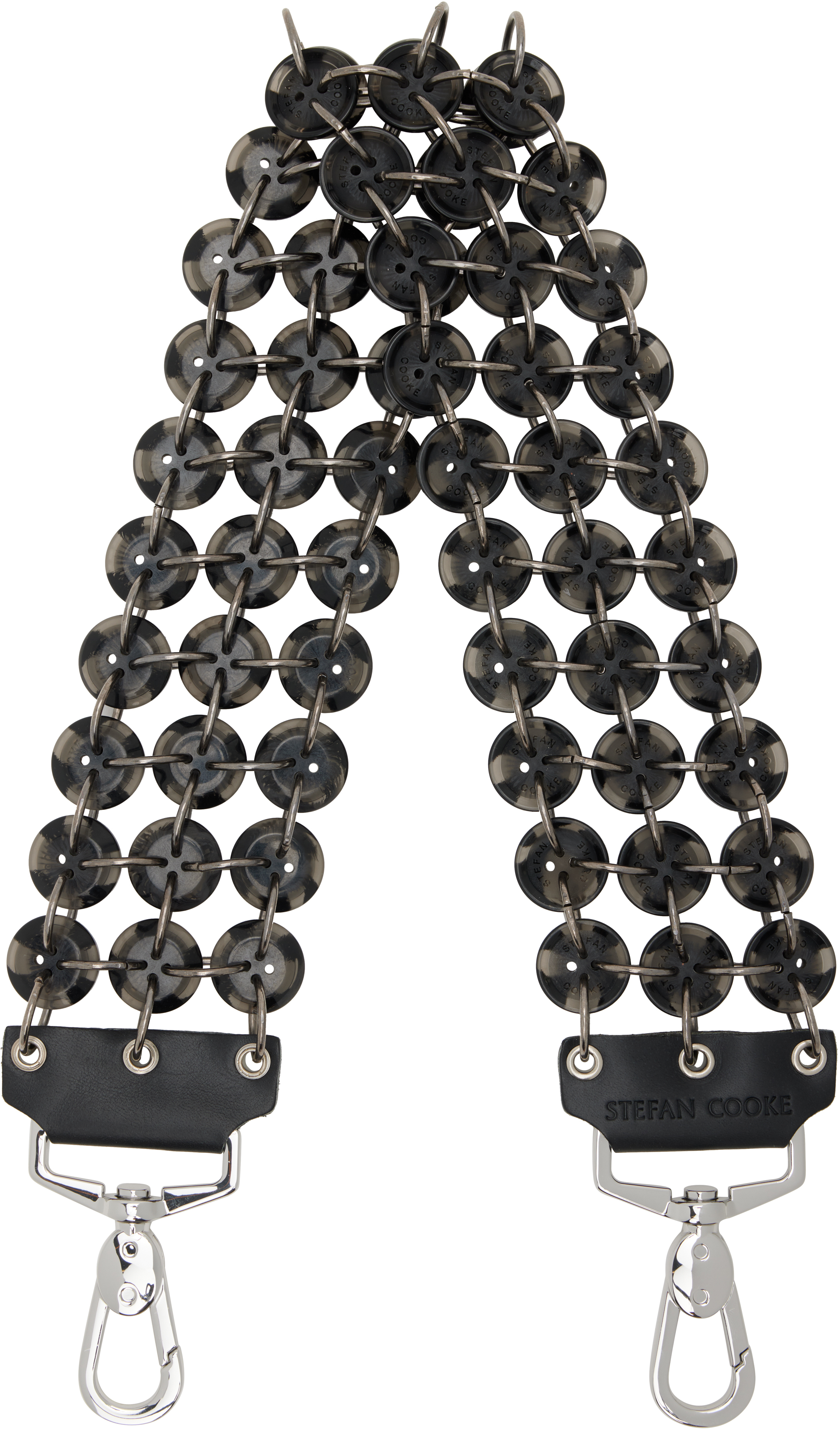 Stefan Cooke Black Short Button Bag Strap In Black