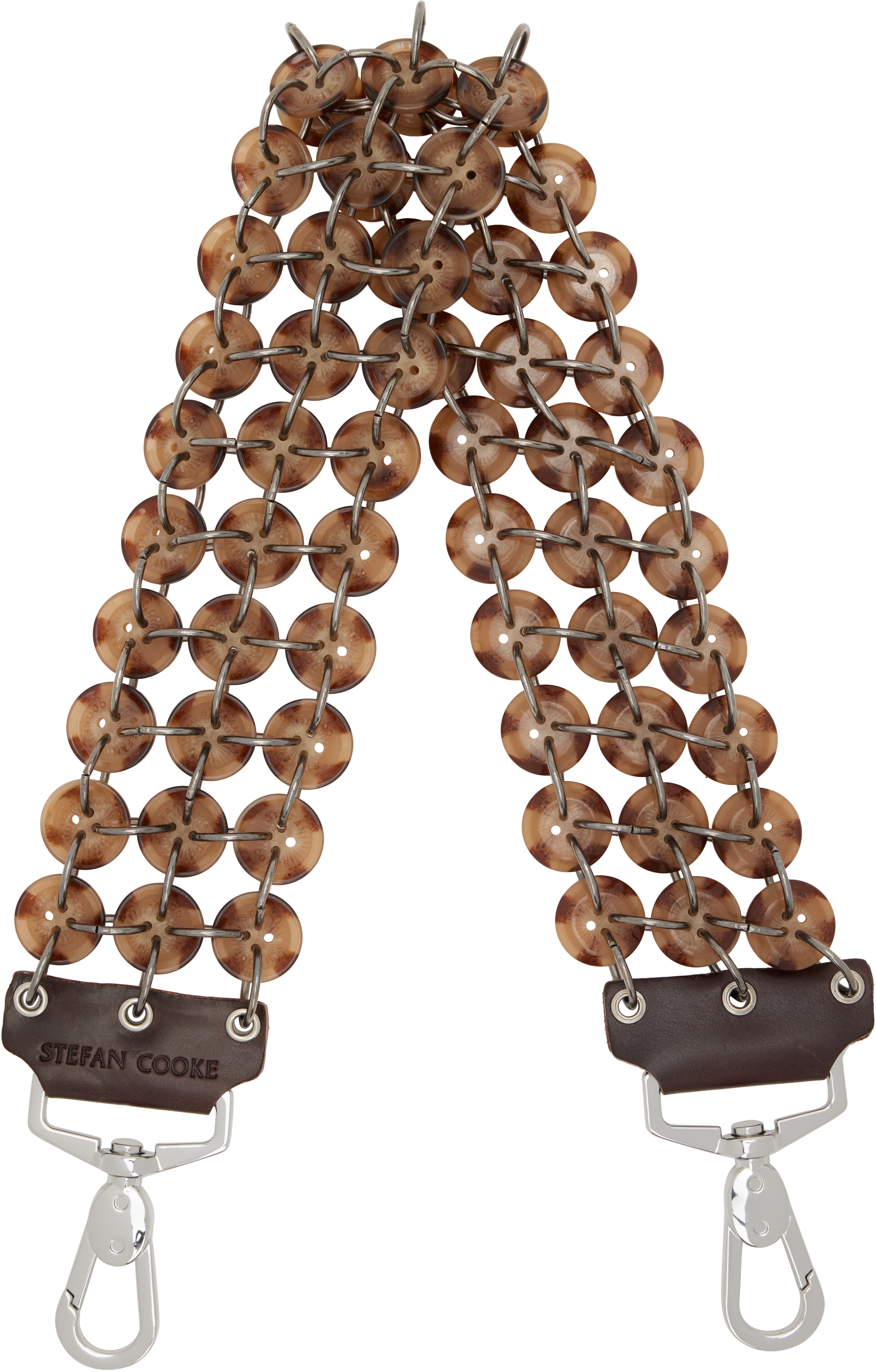 Stefan Cooke Button Strapショルダーストラップ ブラウン Stefan Cooke: Brown Short Button Bag Strap | SSENSE UK
