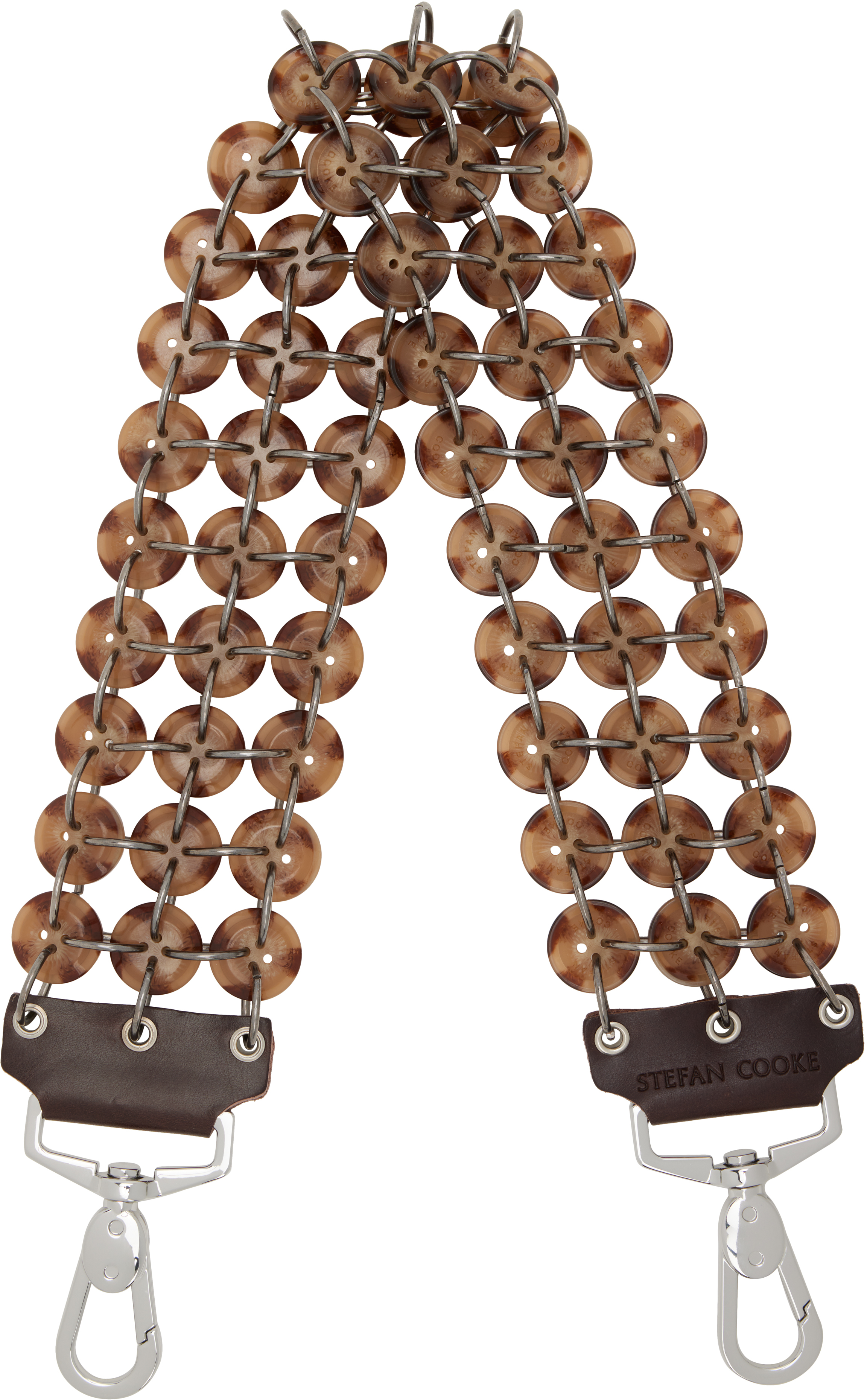 Stefan Cooke Brown Short Button Bag Strap In Brown