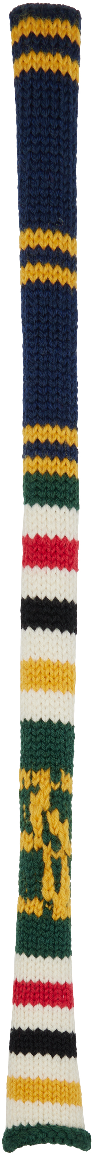 Stefan Cookeのネイビー＆イエロー ボーダー ニット マフラーがセール中