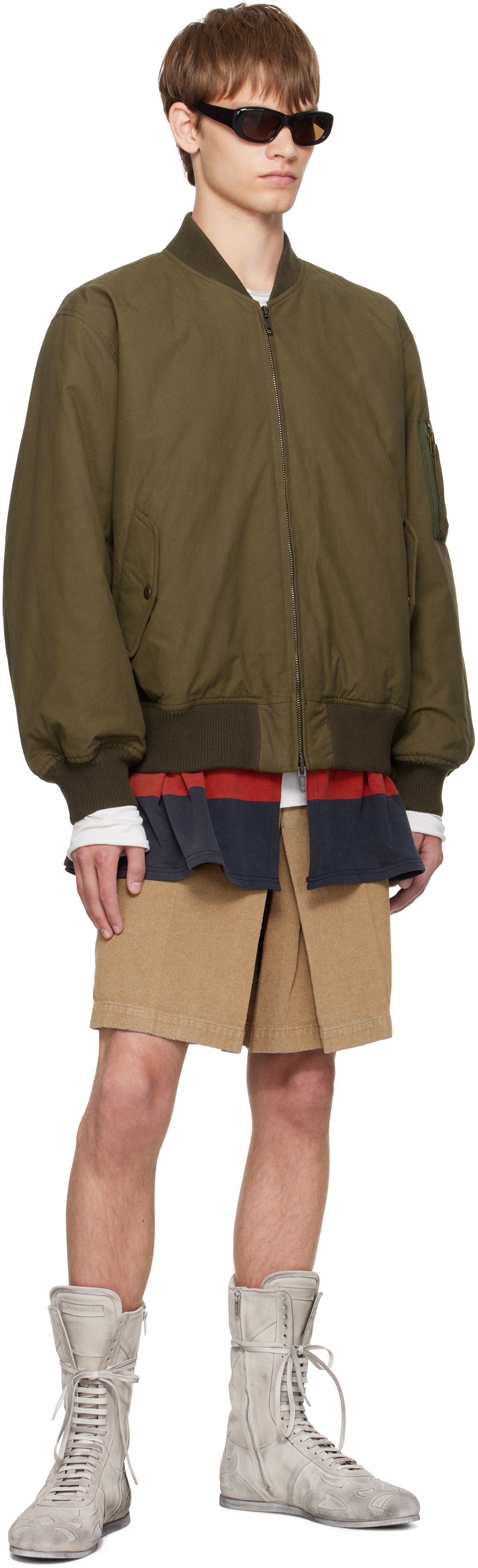 Stefan Cooke Green Rugby Skirt Ma-1 Bomber Jacket In Green