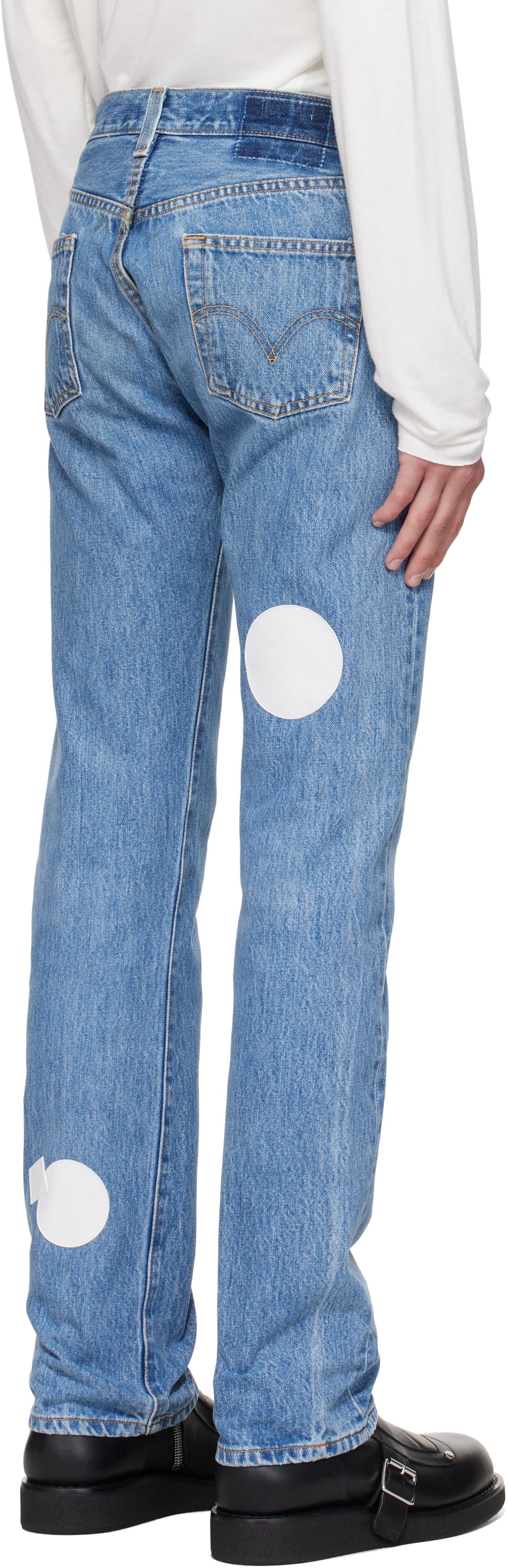 Stefan Cooke Blue Patch Jeans In Blue
