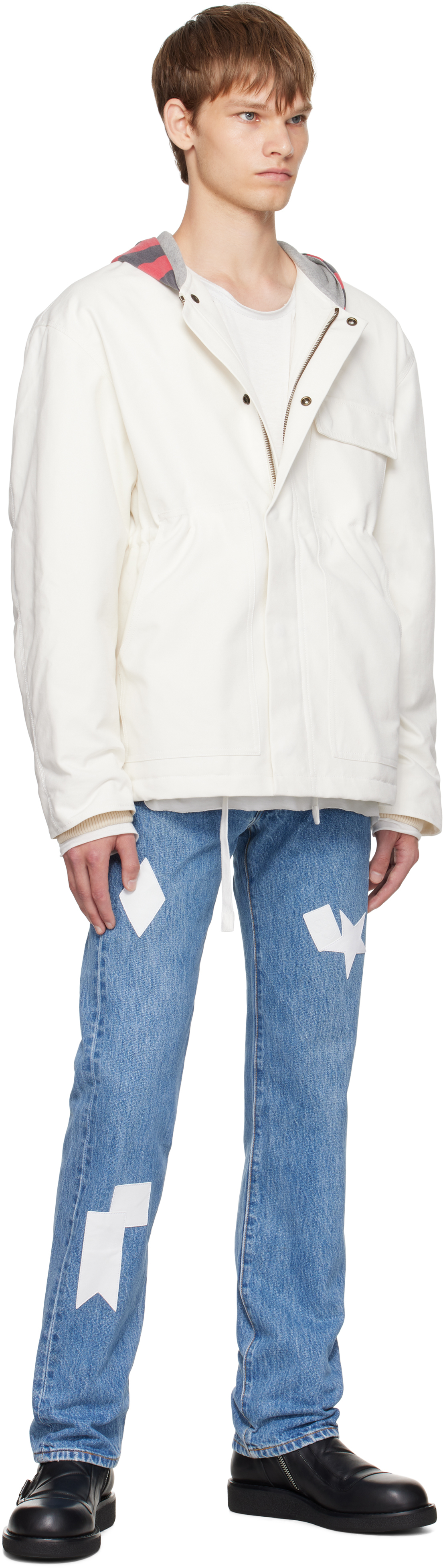 Stefan Cooke Blue Patch Jeans In Blue