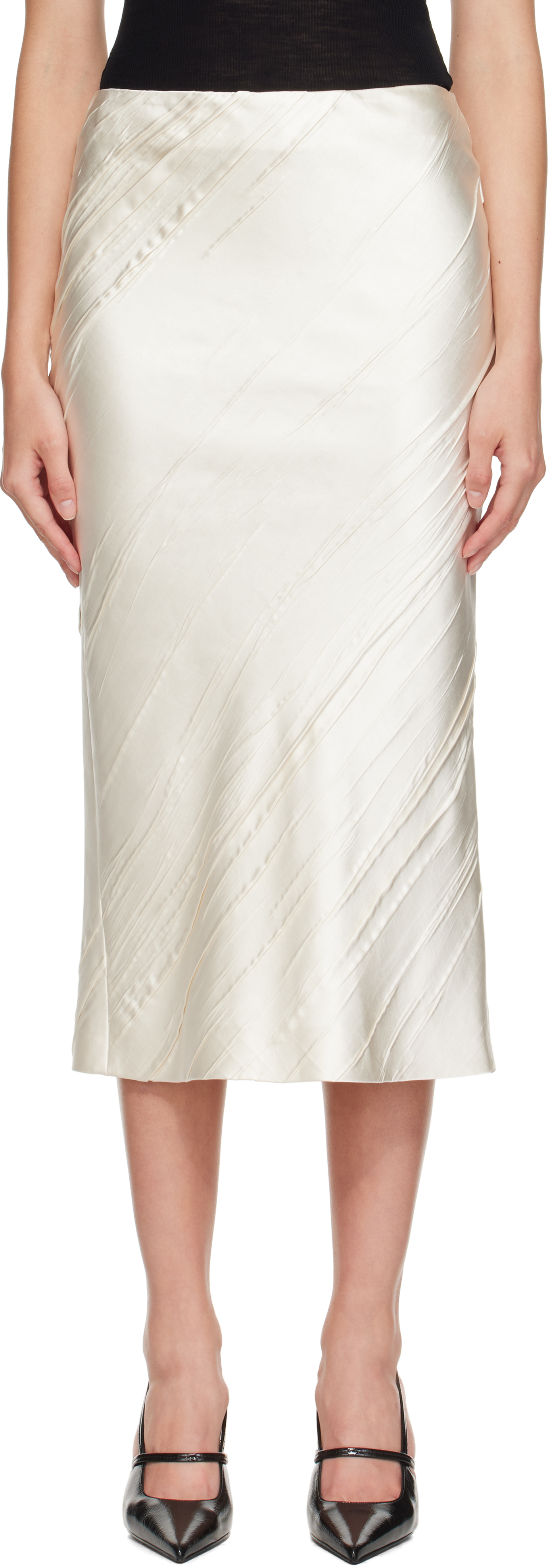 Sportmax Off-white Ruta Midi Skirt In Silver