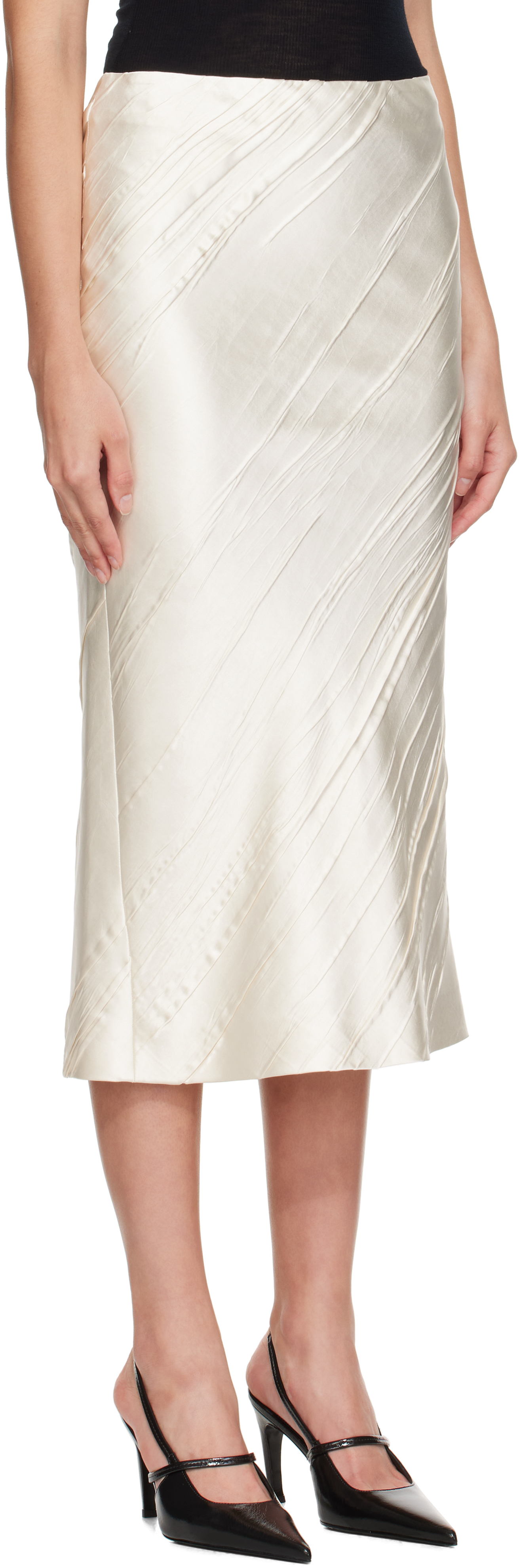 Sportmax Off-white Ruta Midi Skirt In Silver