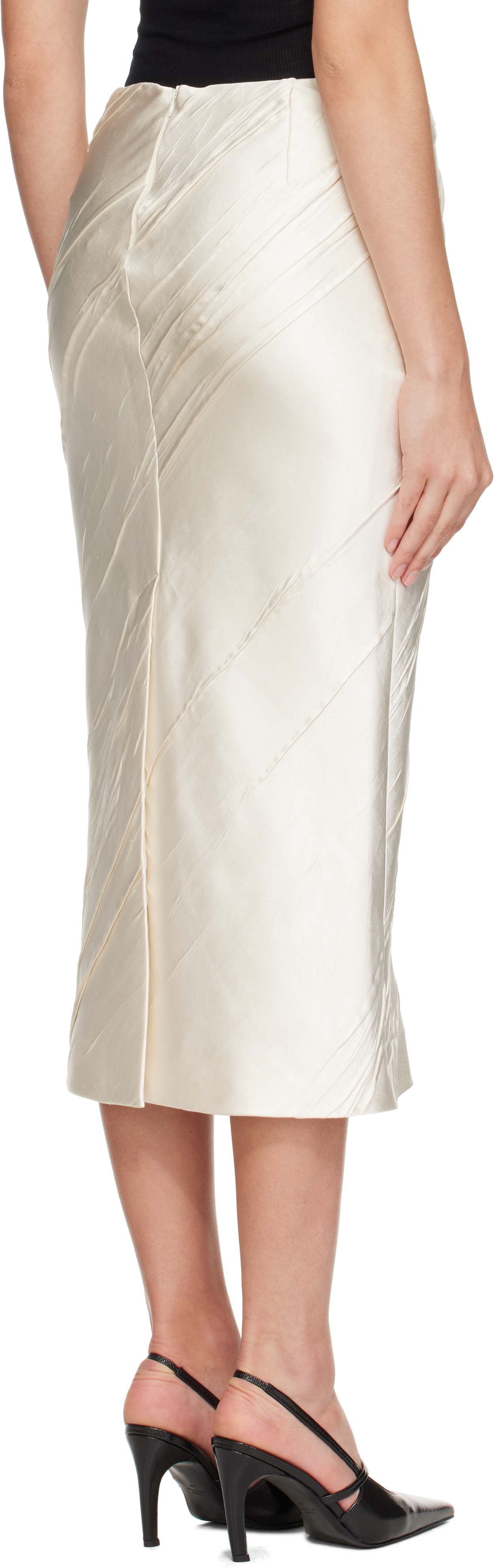 Sportmax Off-white Ruta Midi Skirt In Silver