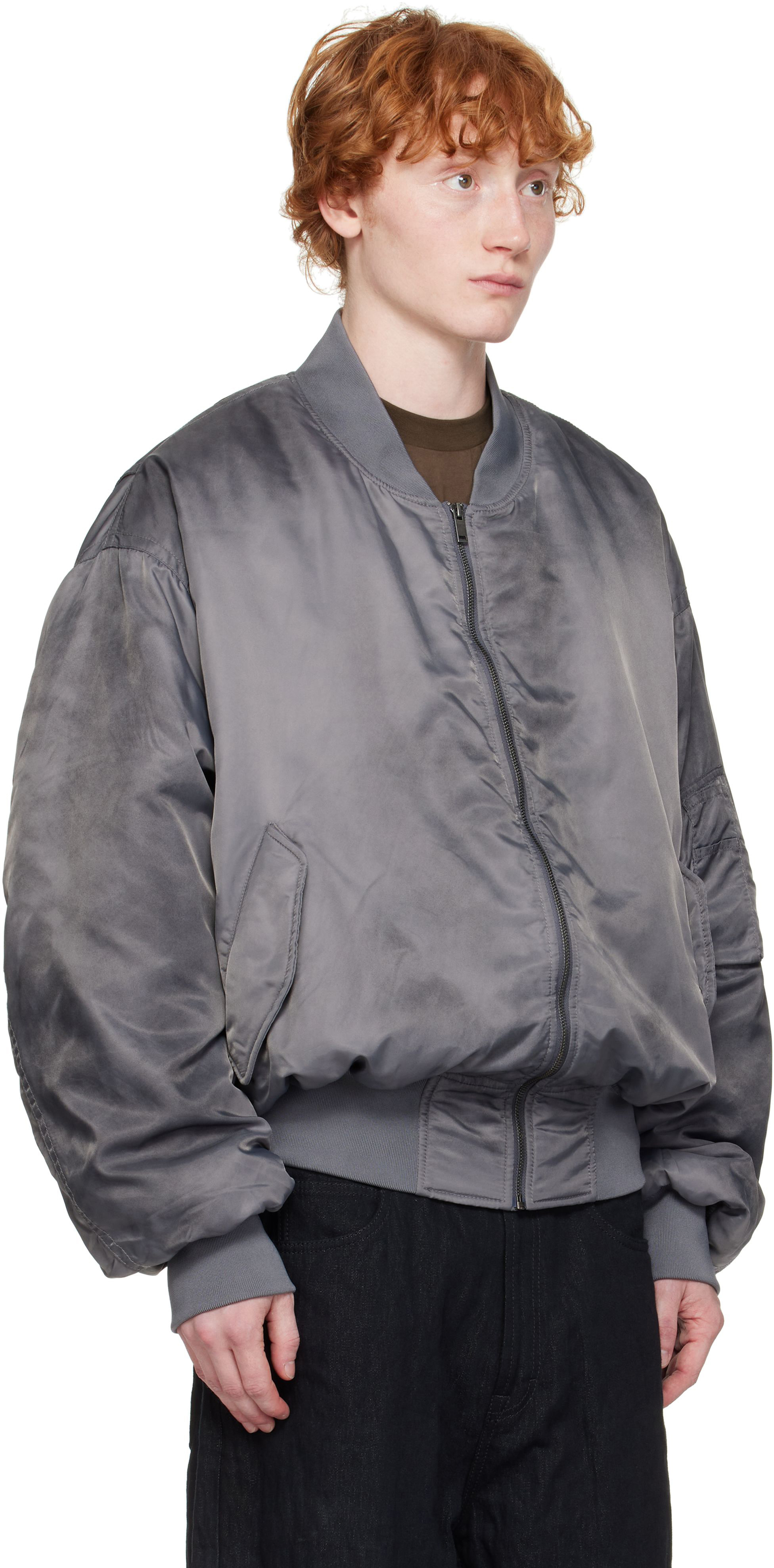 Still Kelly Gray Round Bomber Jacket In Gray
