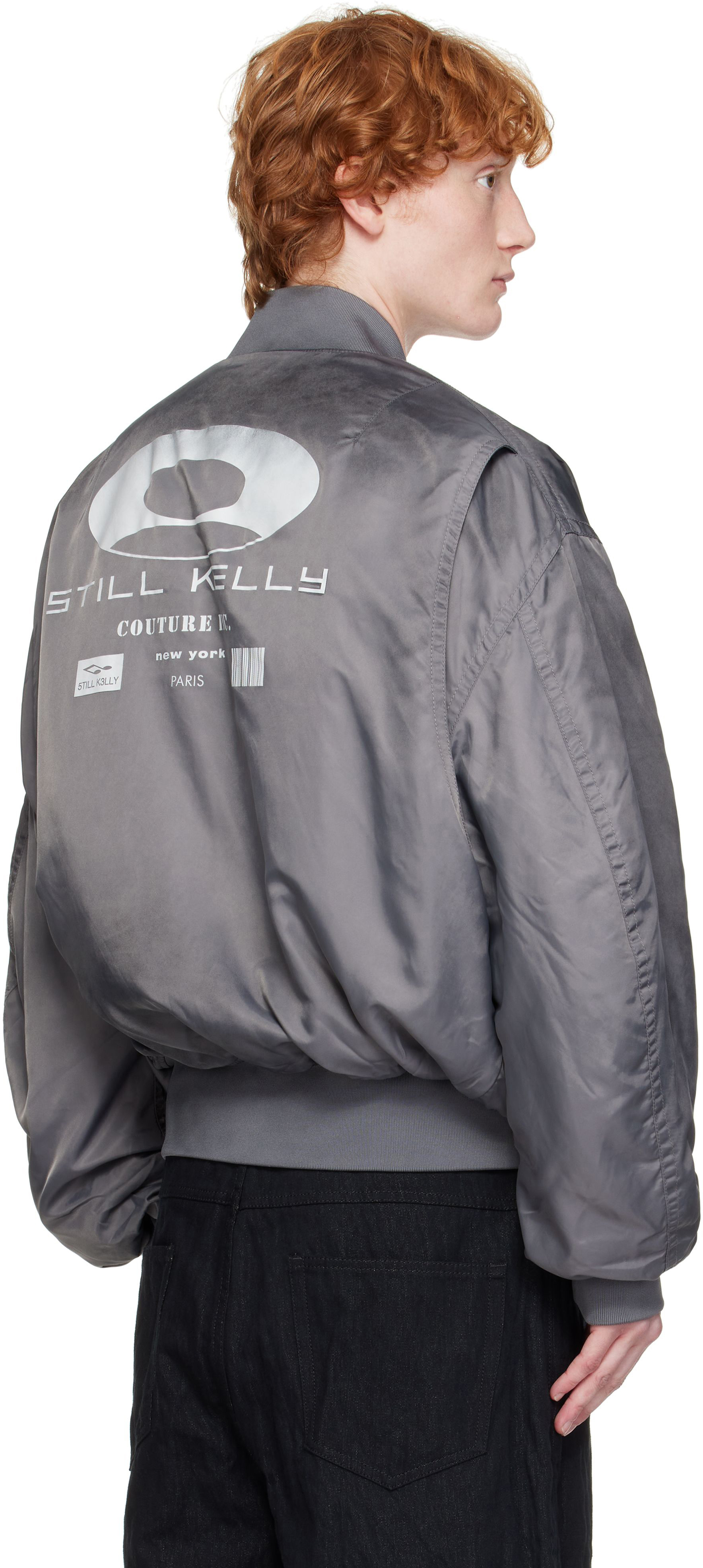 Still Kelly Gray Round Bomber Jacket In Gray