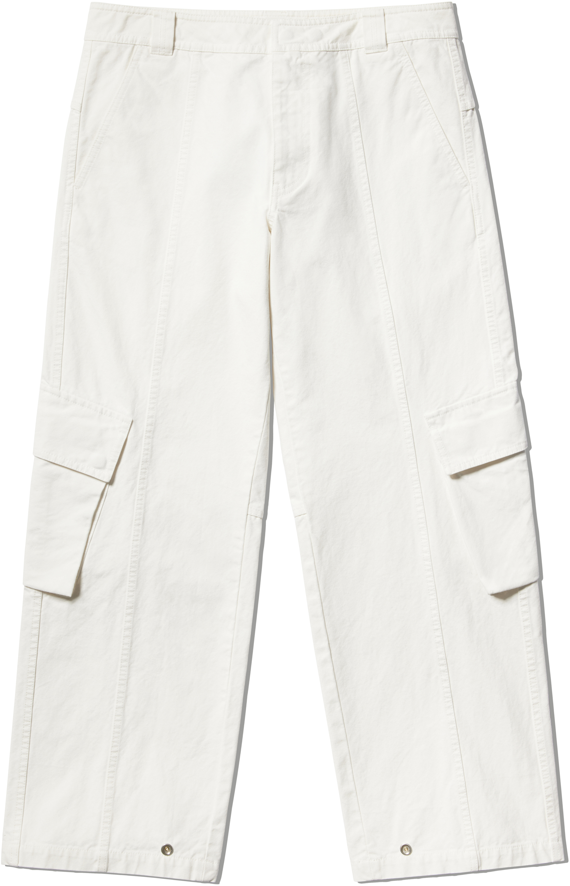 Still Kelly White Cotton Canvas Cargo Pants In White