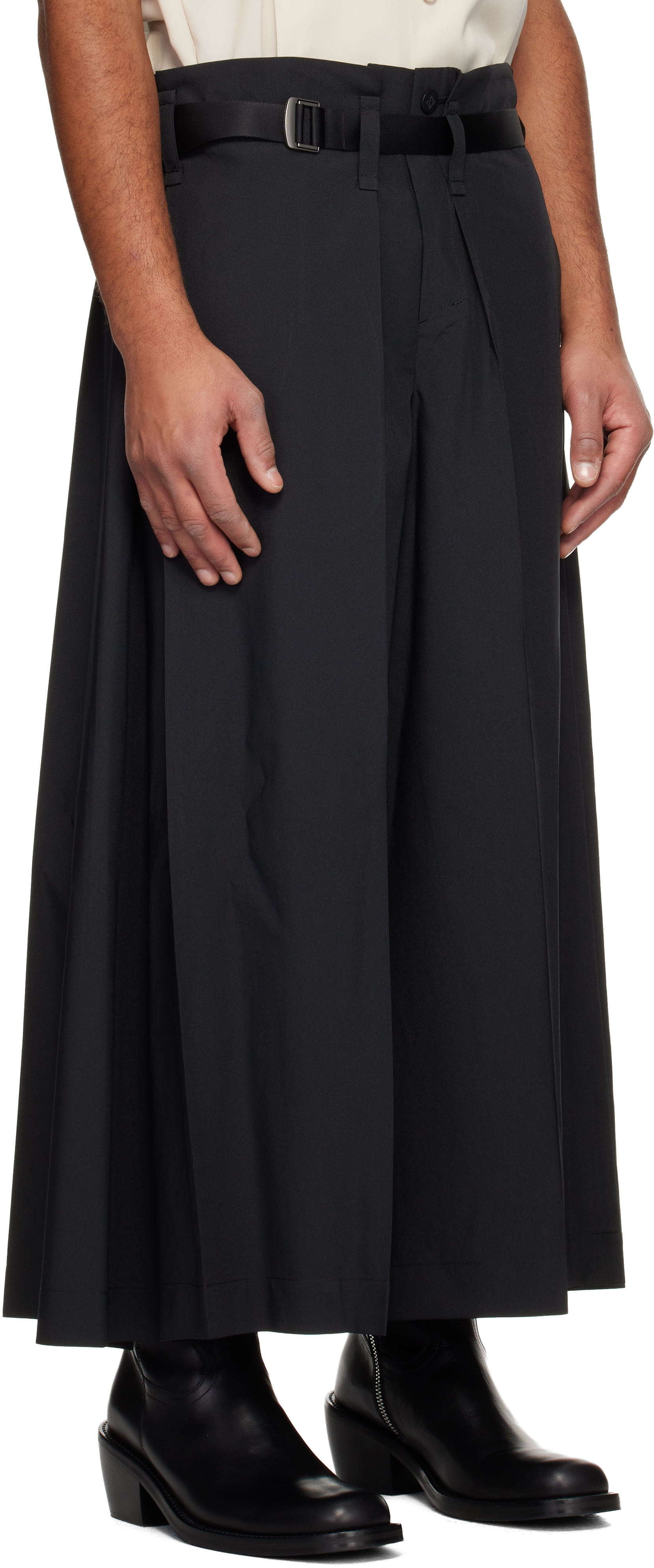 132 5. Issey Miyake Black Flat Square Trousers In Brown