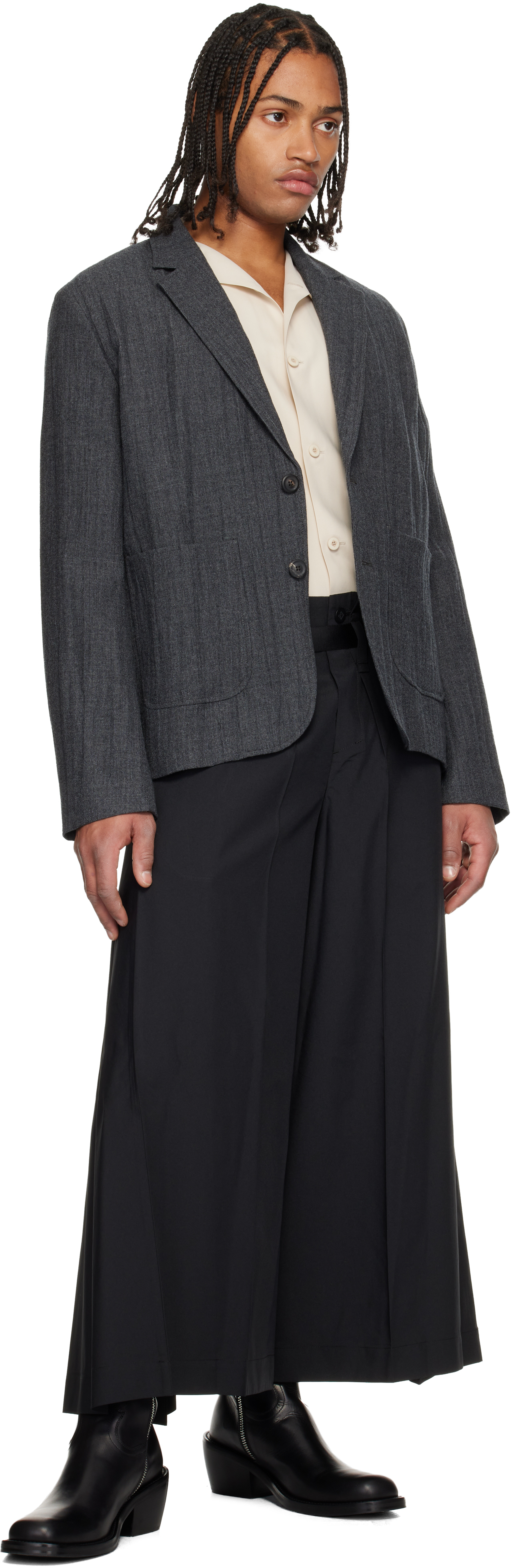 132 5. Issey Miyake Black Flat Square Trousers In Brown