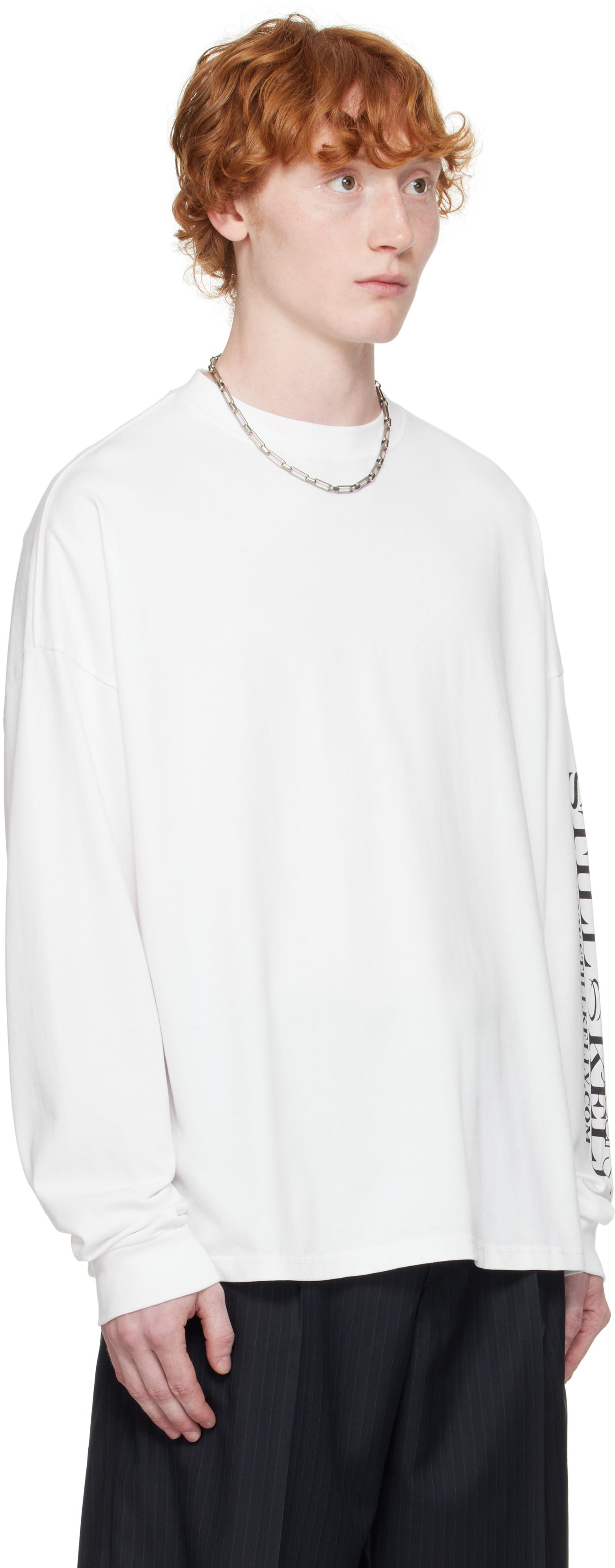 Still Kelly White Boxy Long Sleeve T-shirt In White