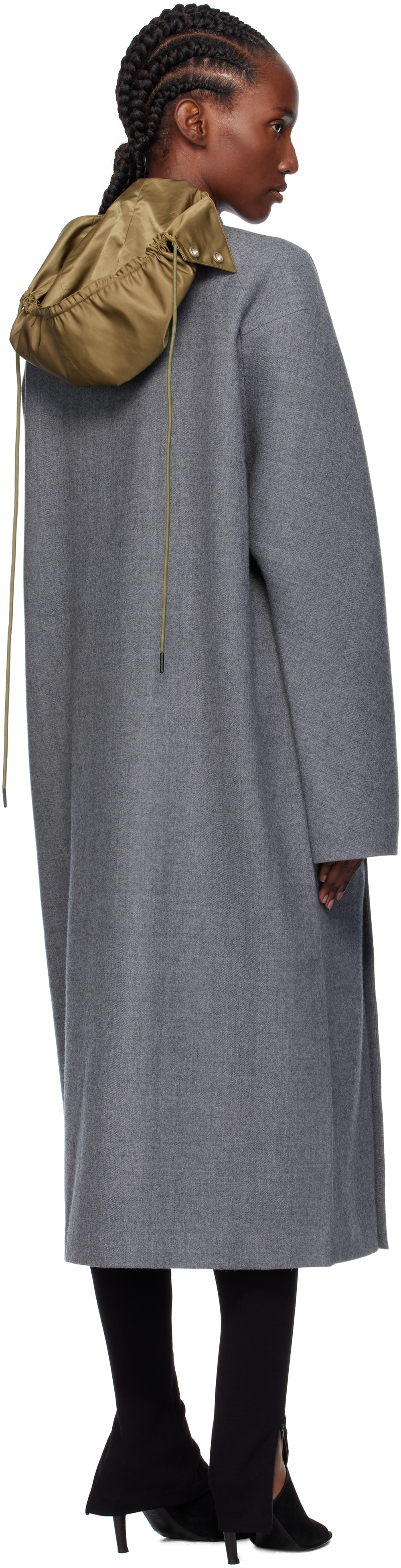Ao Yes Gray Changshan Melton Long Coat In Gray