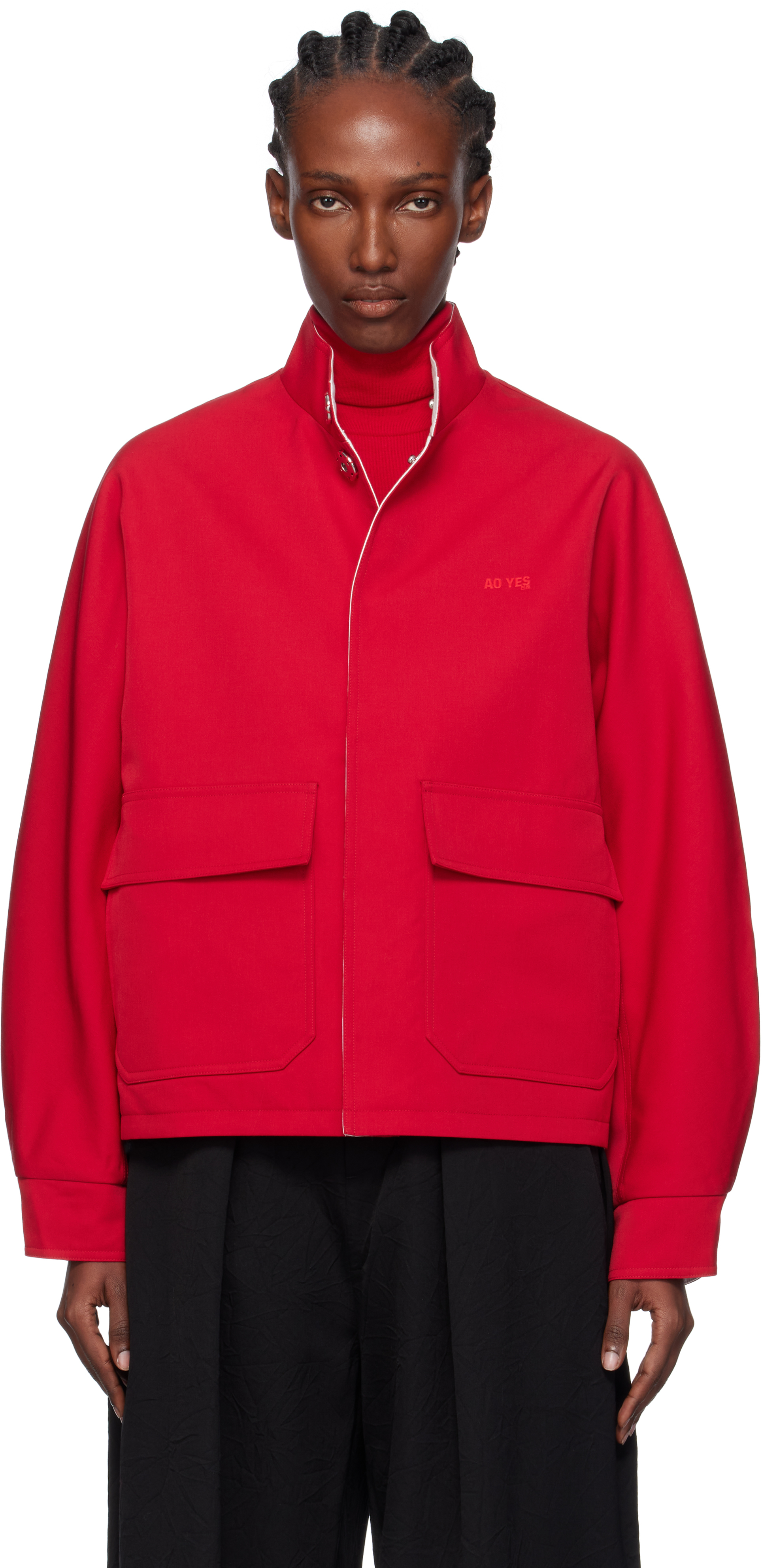 Ao Yes Red & White Padded Reversible Jacket In Red