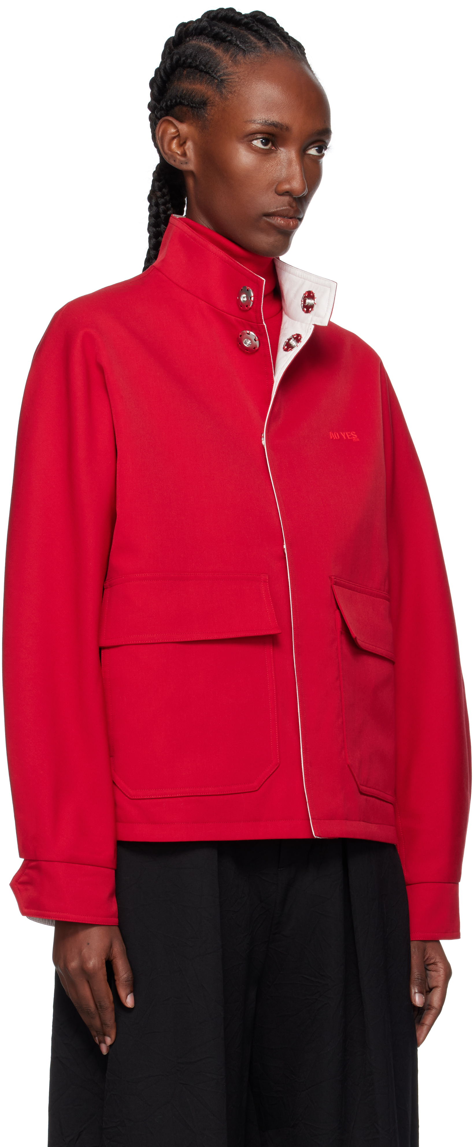 Ao Yes Red & White Padded Reversible Jacket In Red