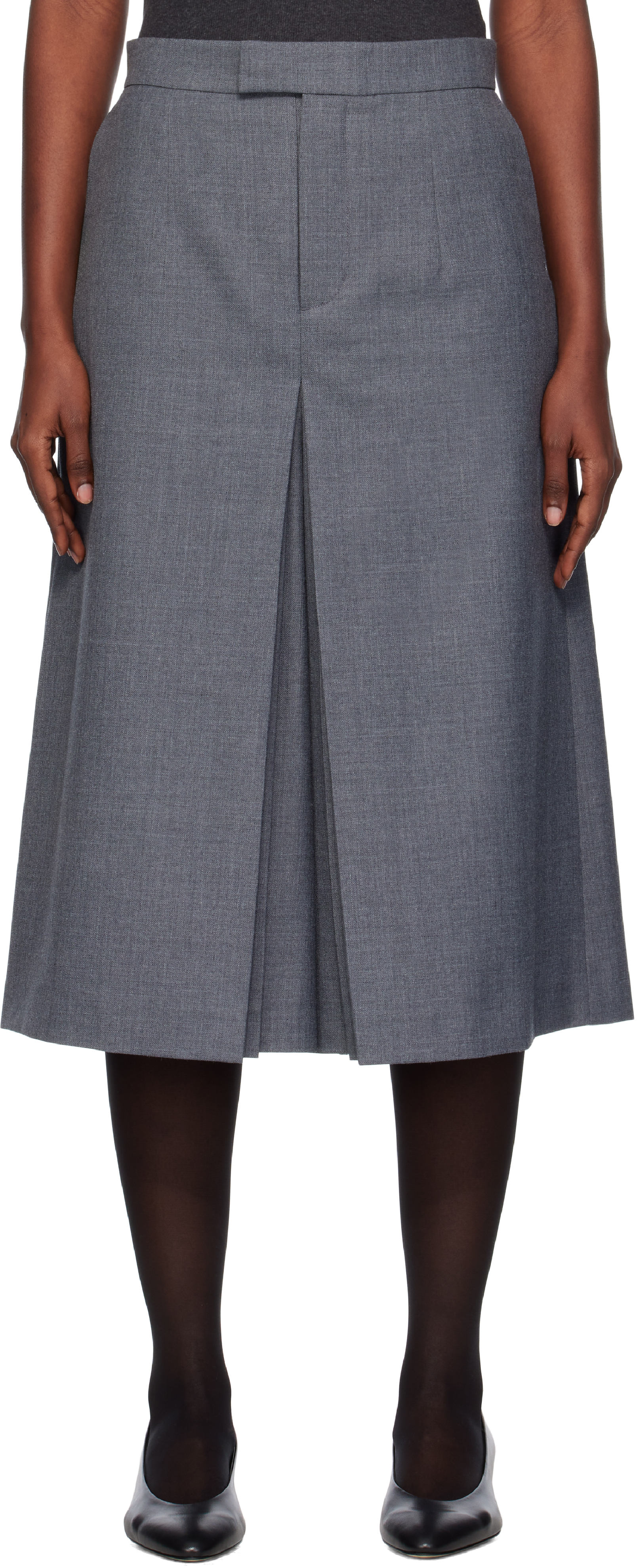 Ao Yes Gray Pleated Culottes Trousers In Gray