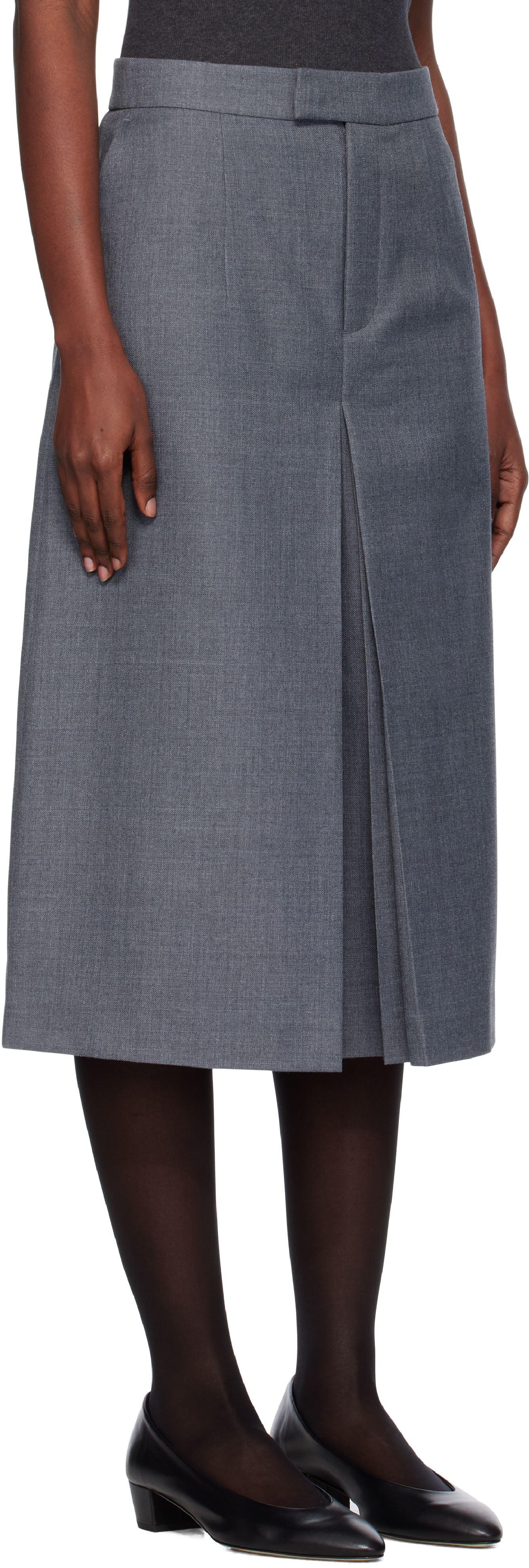 Ao Yes Gray Pleated Culottes Trousers In Gray
