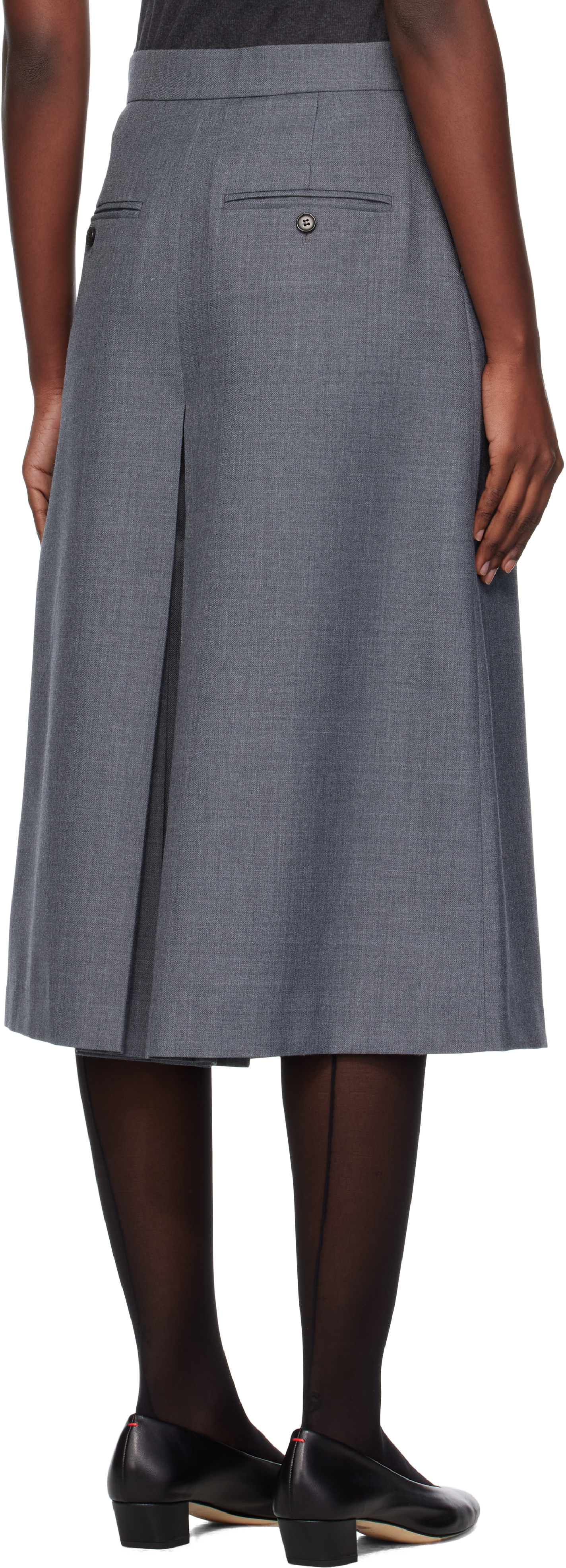 Ao Yes Gray Pleated Culottes Trousers In Gray