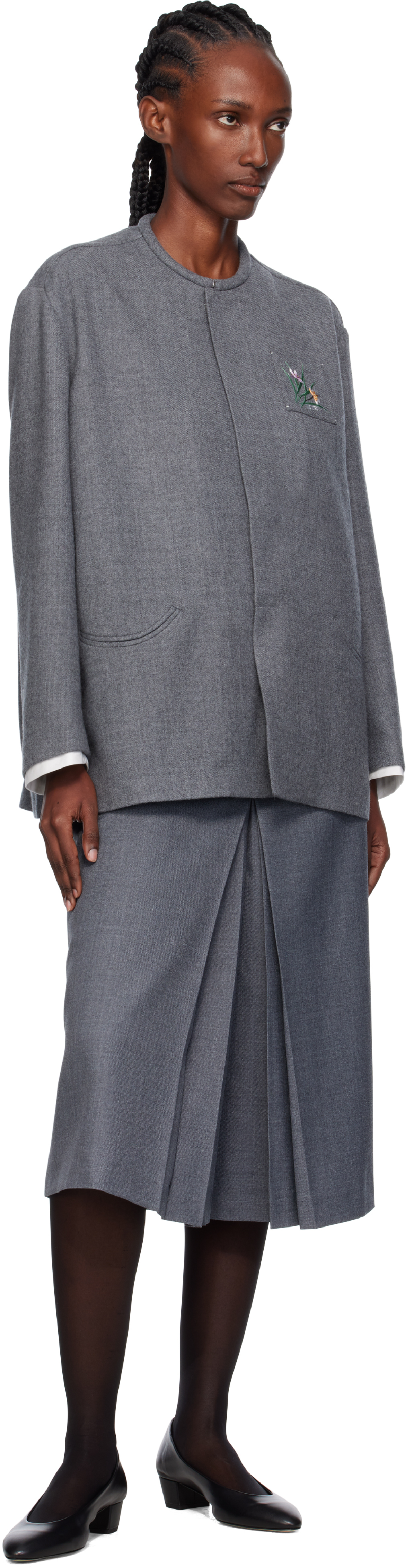 Ao Yes Gray Pleated Culottes Trousers In Gray