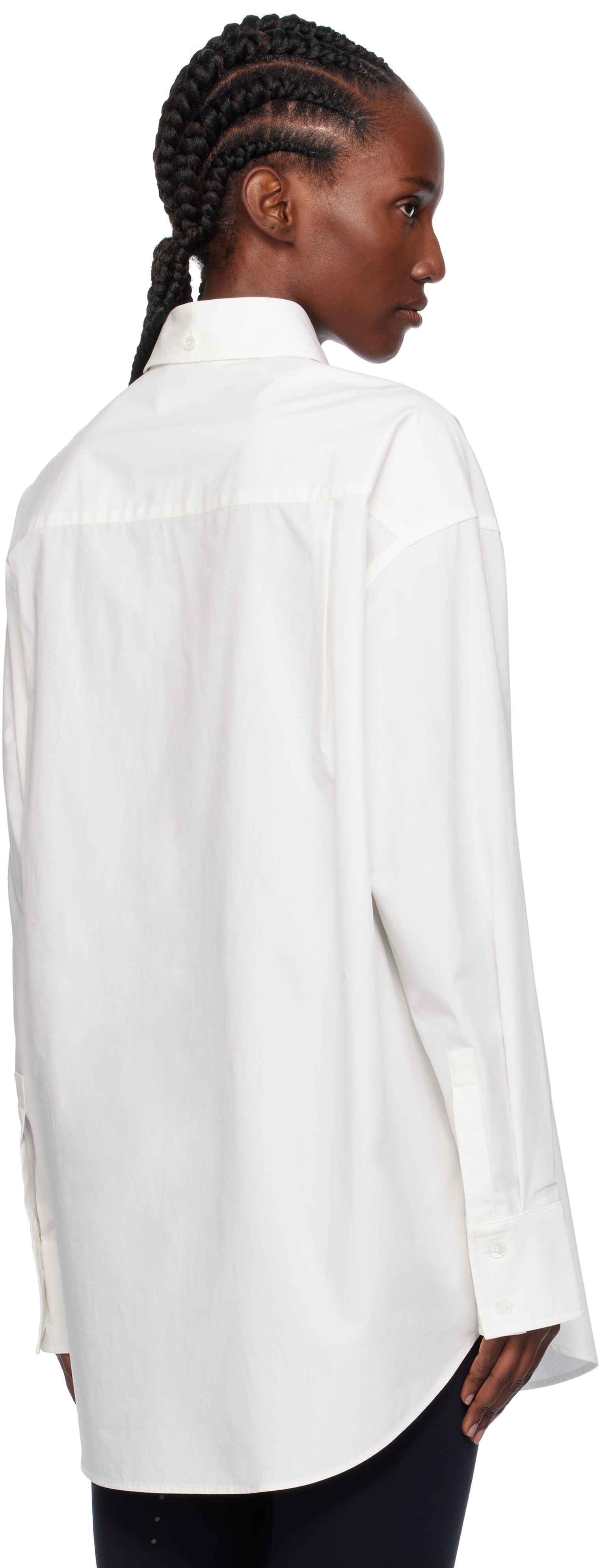 Ao Yes White Embroidery Poplin Shirt In White