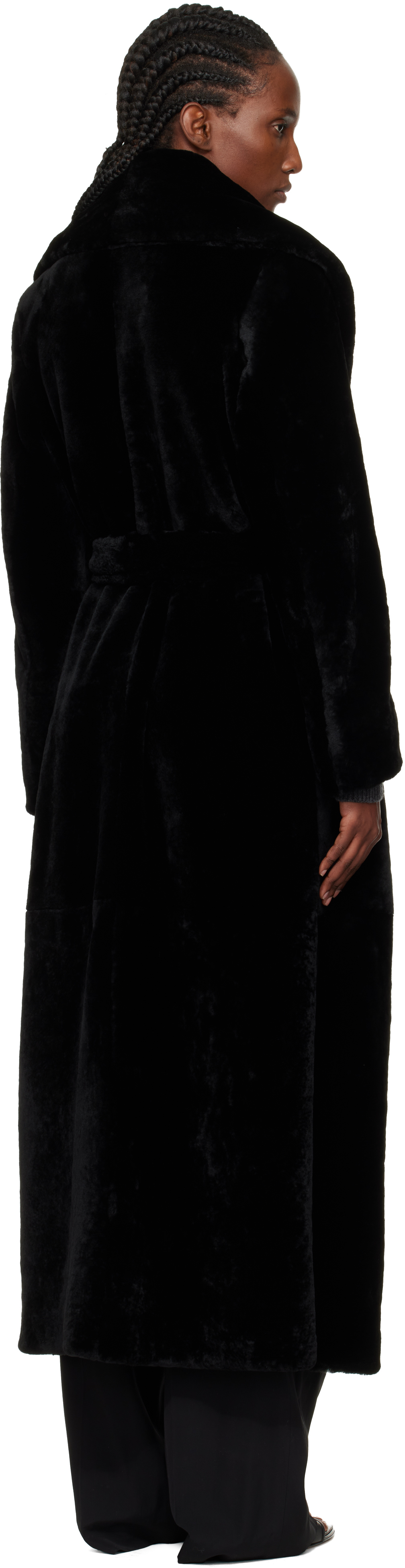 Nour Hammour Black Giovanna Enveloping Shearling Coat In Black