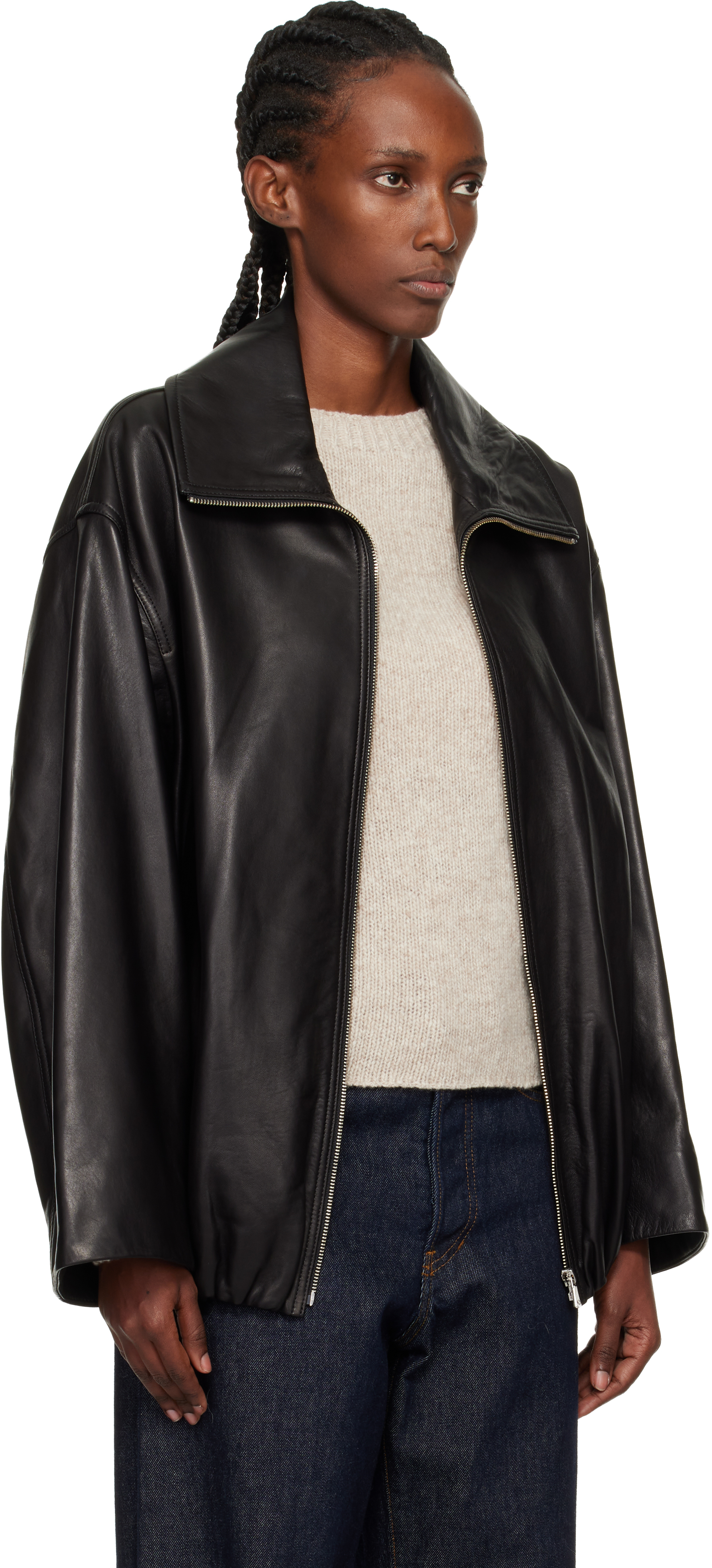 Nour Hammour Black Noah Easy Leather Jacket In Black