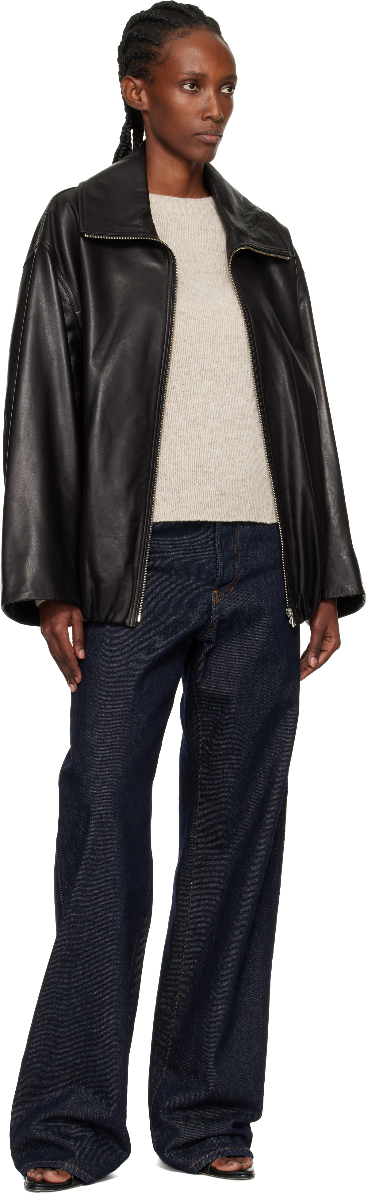 Nour Hammour Black Noah Easy Leather Jacket In Black