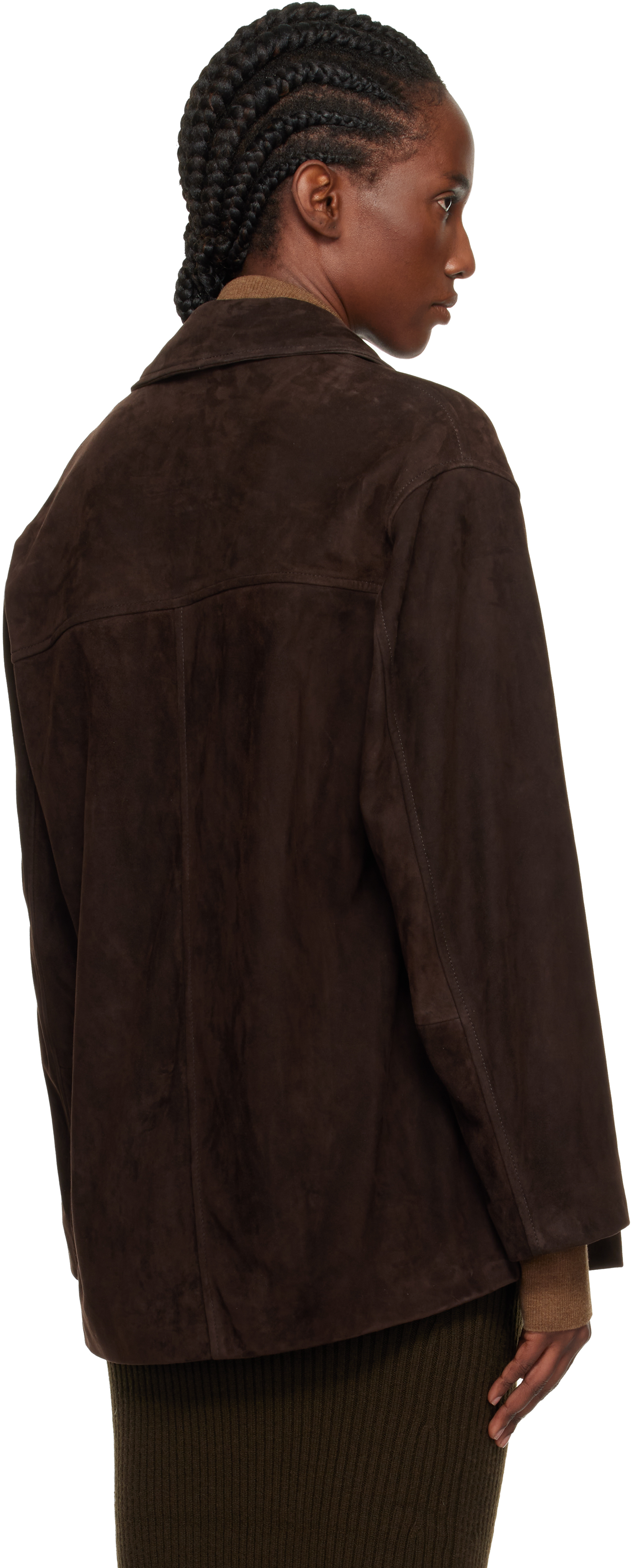 Nour Hammour Brown Layne Sleek Suede Jacket In Black