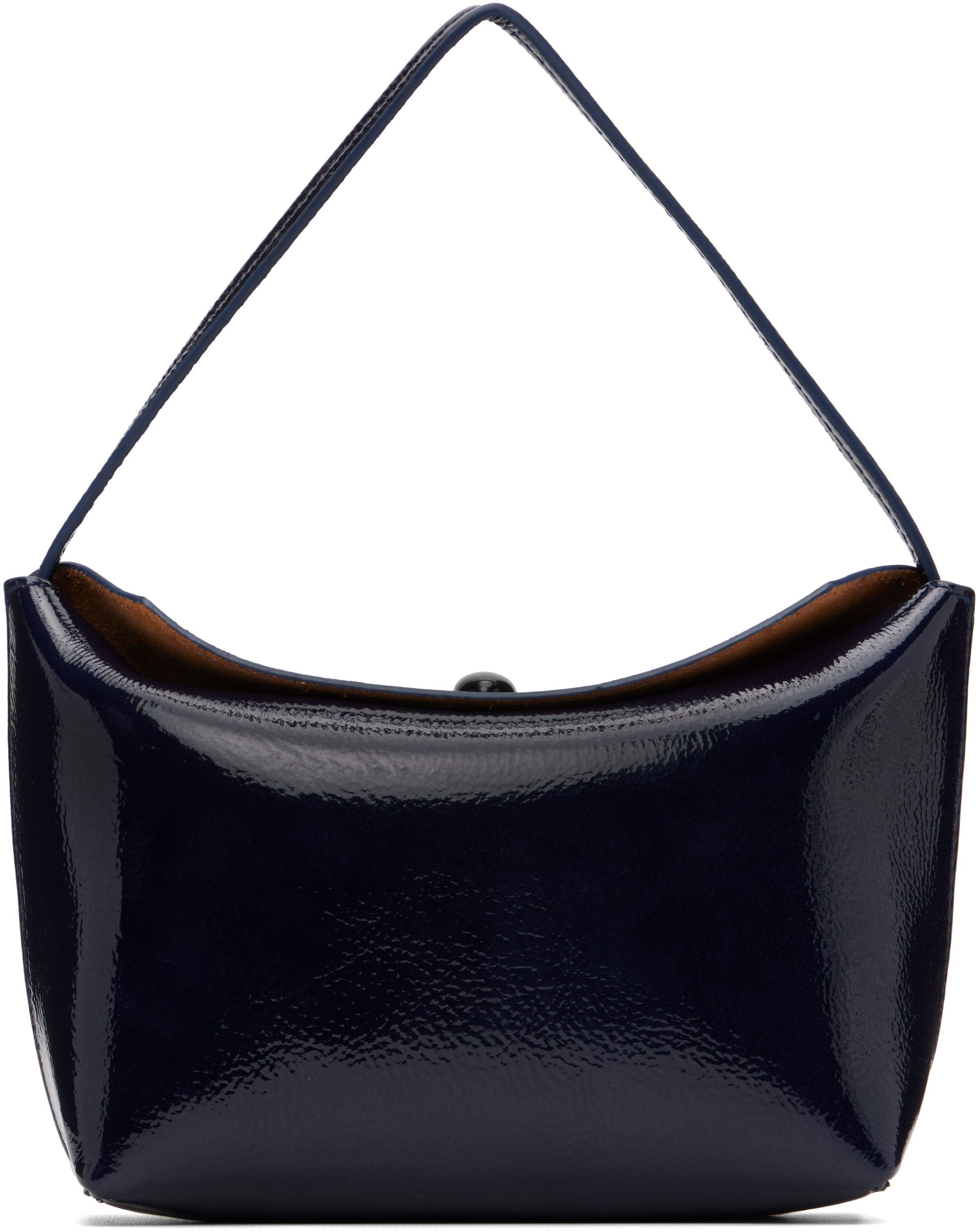 Christopher Esber Navy Turnlock Patent Mini Bag In Blue