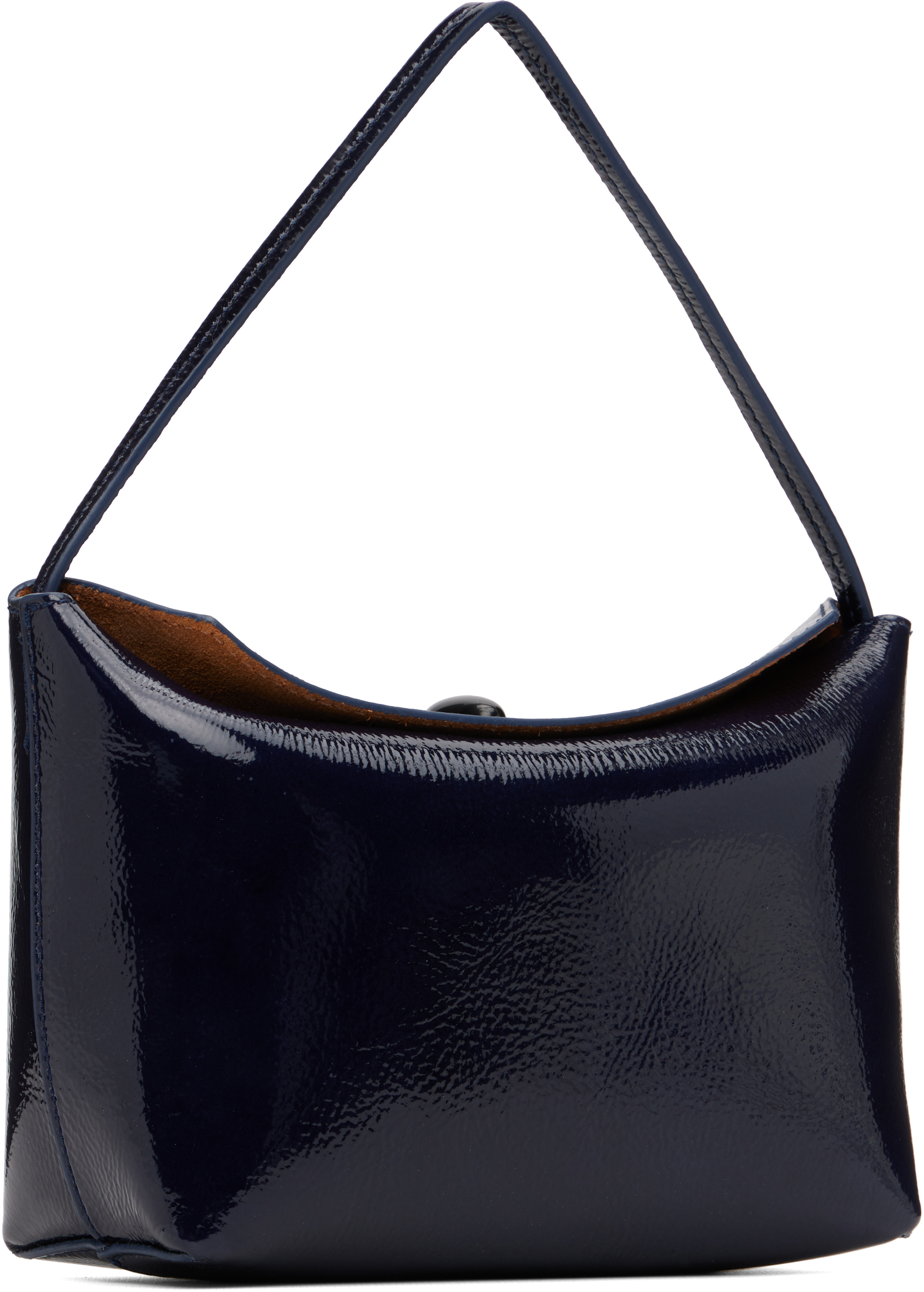 Christopher Esber Navy Turnlock Patent Mini Bag In Blue