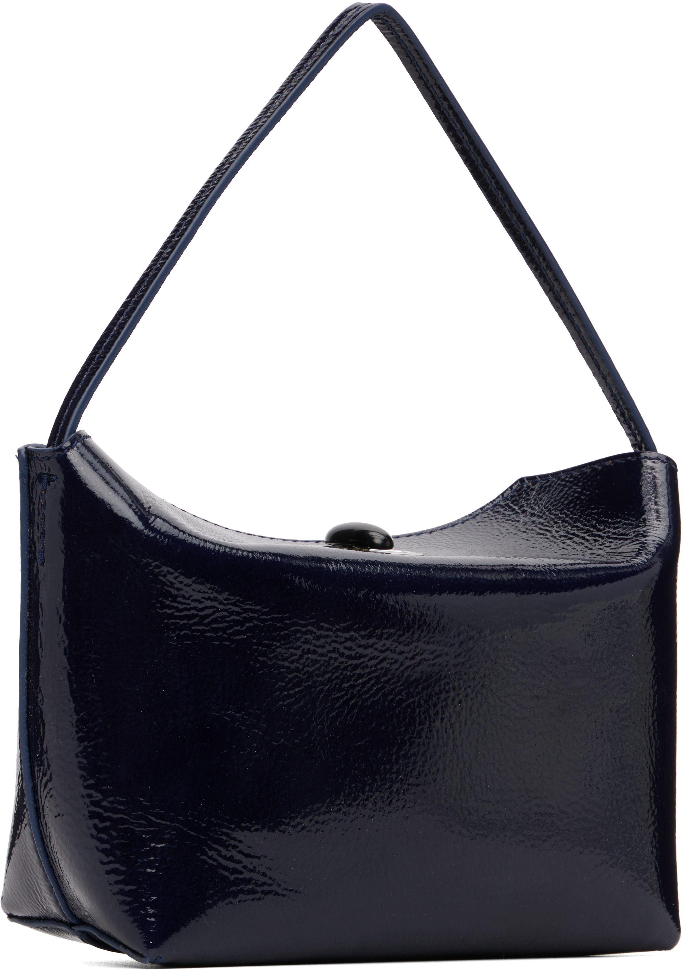Christopher Esber Navy Turnlock Patent Mini Bag In Blue