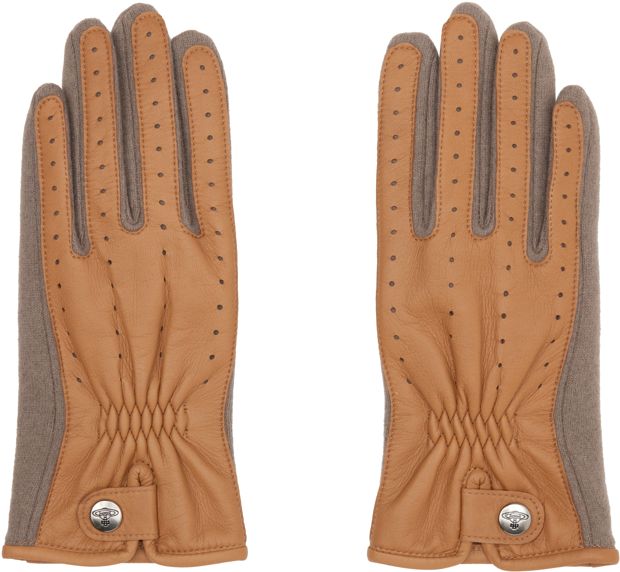 Vivienne Westwoodのベージュ＆グレー Leather Sheep グローブがセール中