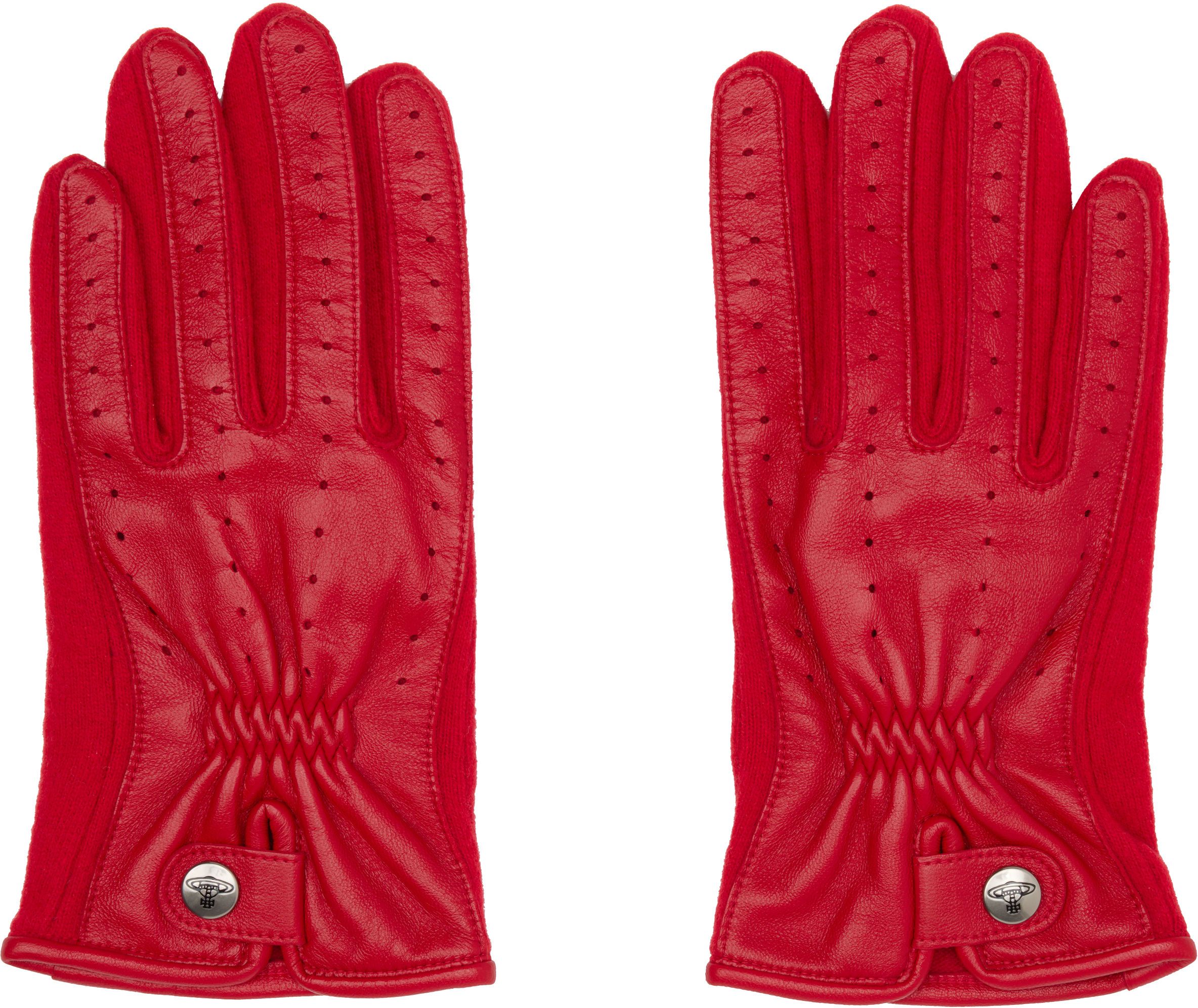 Red Leather Sheep Gloves by Vivienne Westwood on Sale