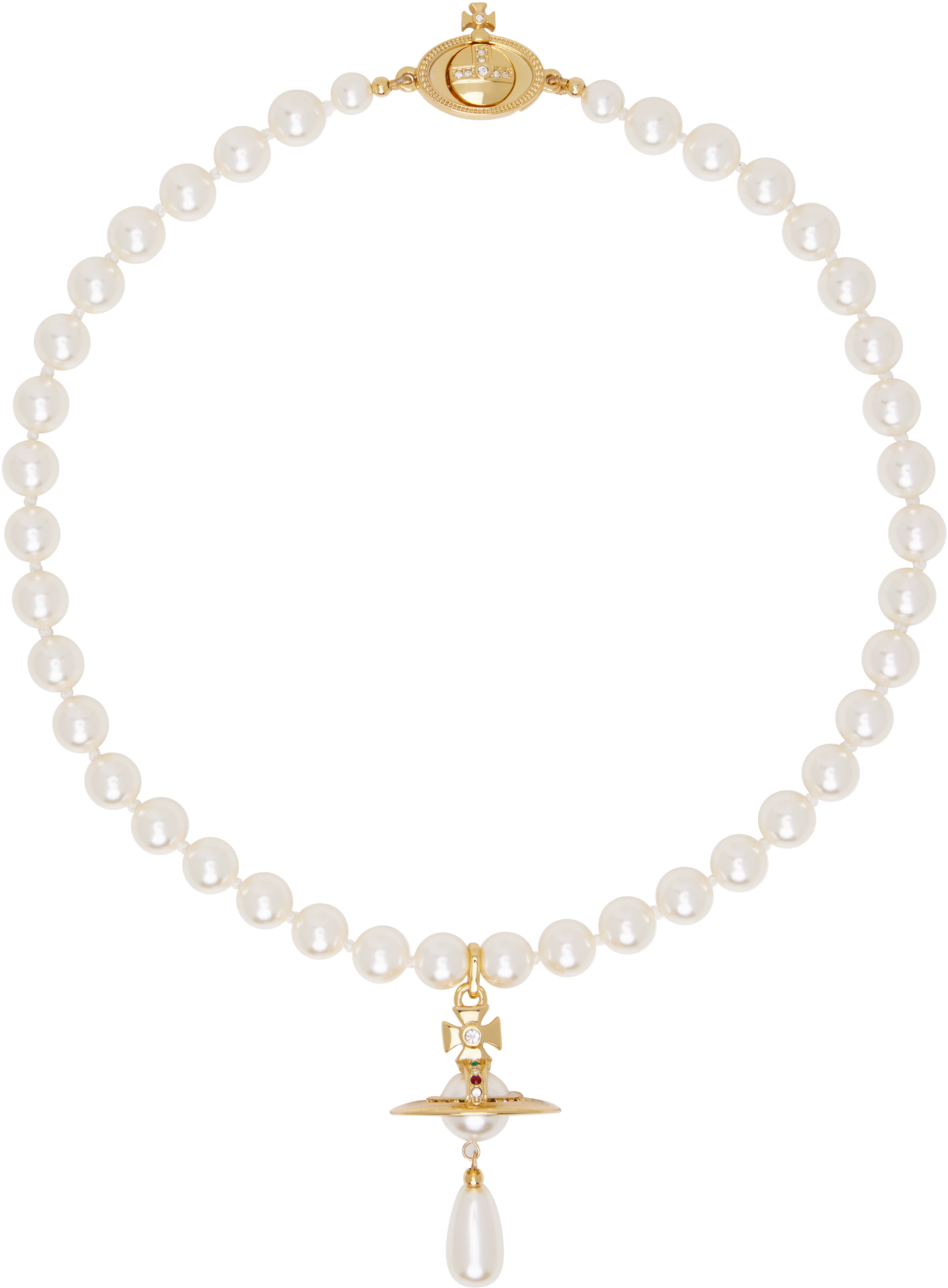 Vivienne Westwood One Row Pearl Drop Choker In Brown