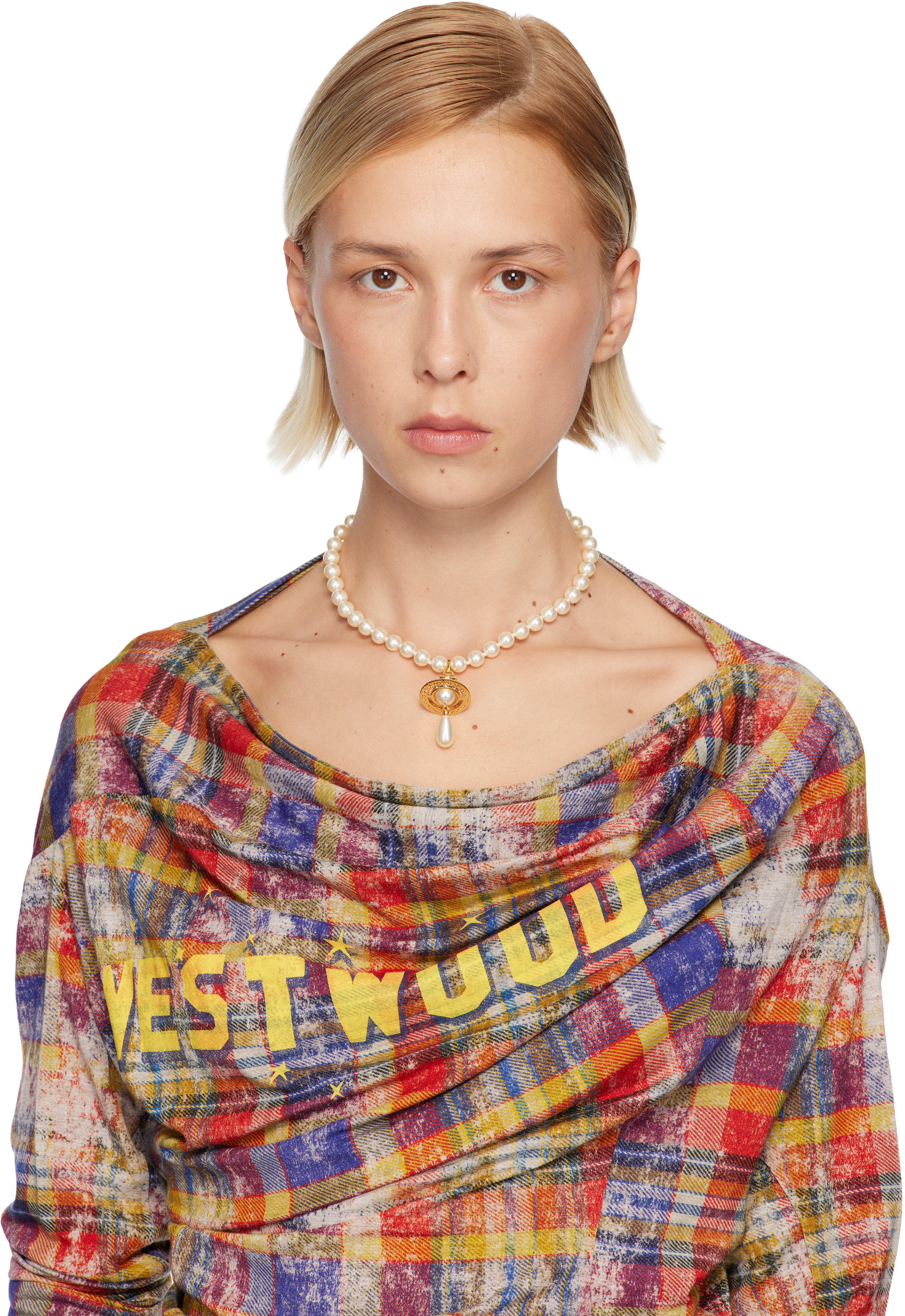 Vivienne Westwood One Row Pearl Drop Choker In Brown