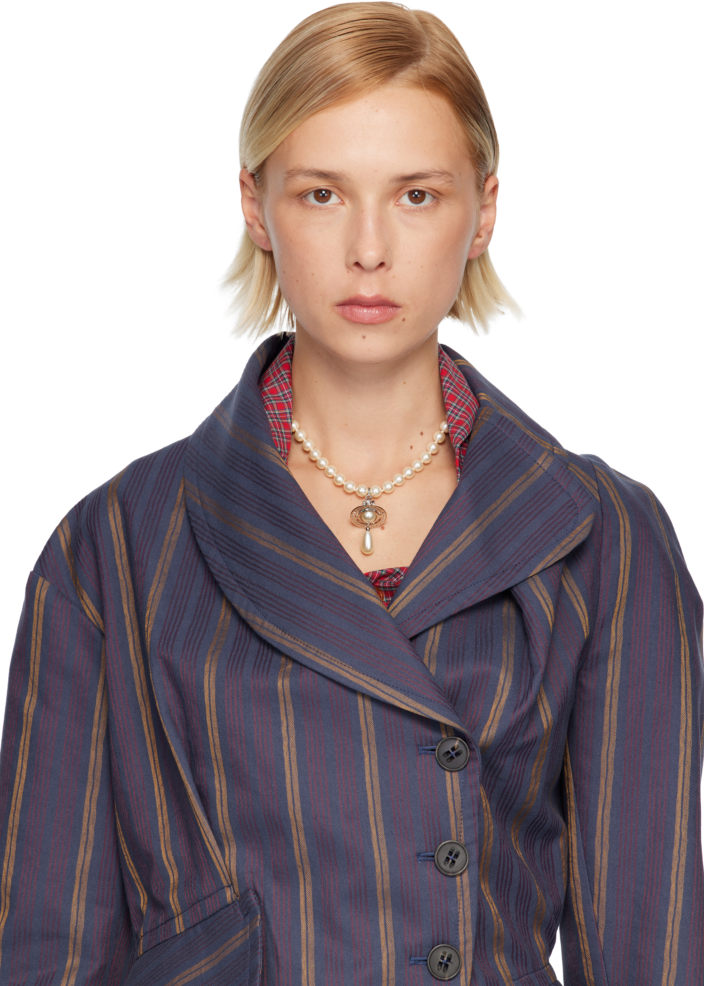 Vivienne Westwood One Row Pearl Drop Choker In White