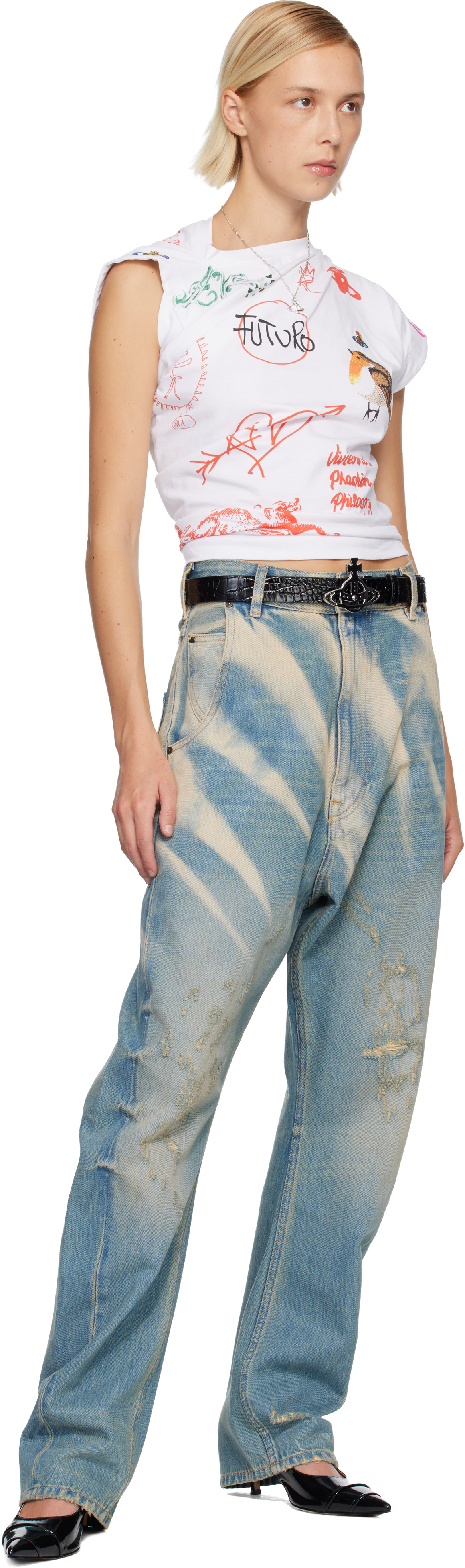 Vivienne Westwood Valentine's Agnatha Bas Relief Pendant Necklace In Metallic