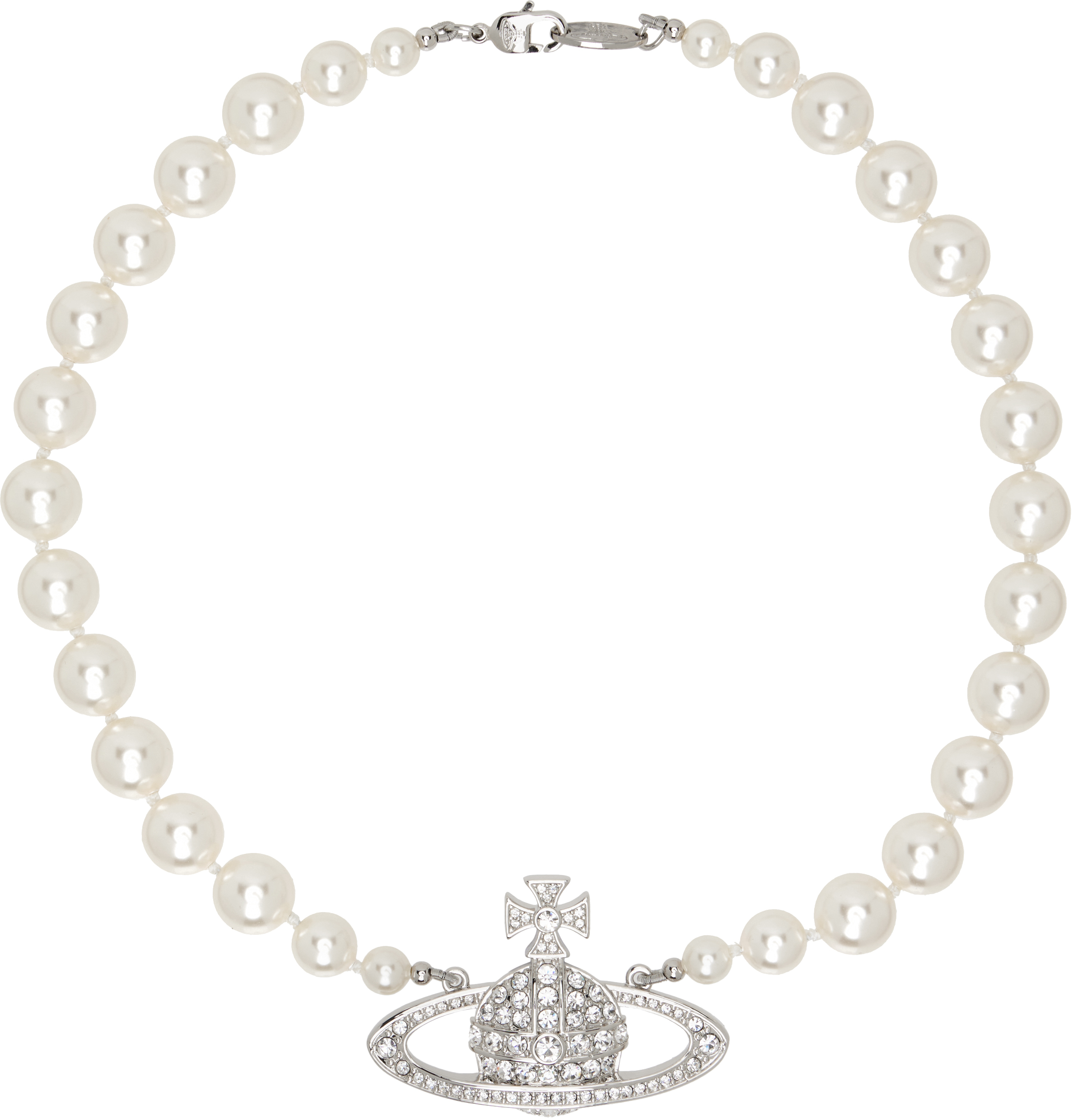 Vivienne Westwood One Row Pearl Bas Relief Choker In Brown
