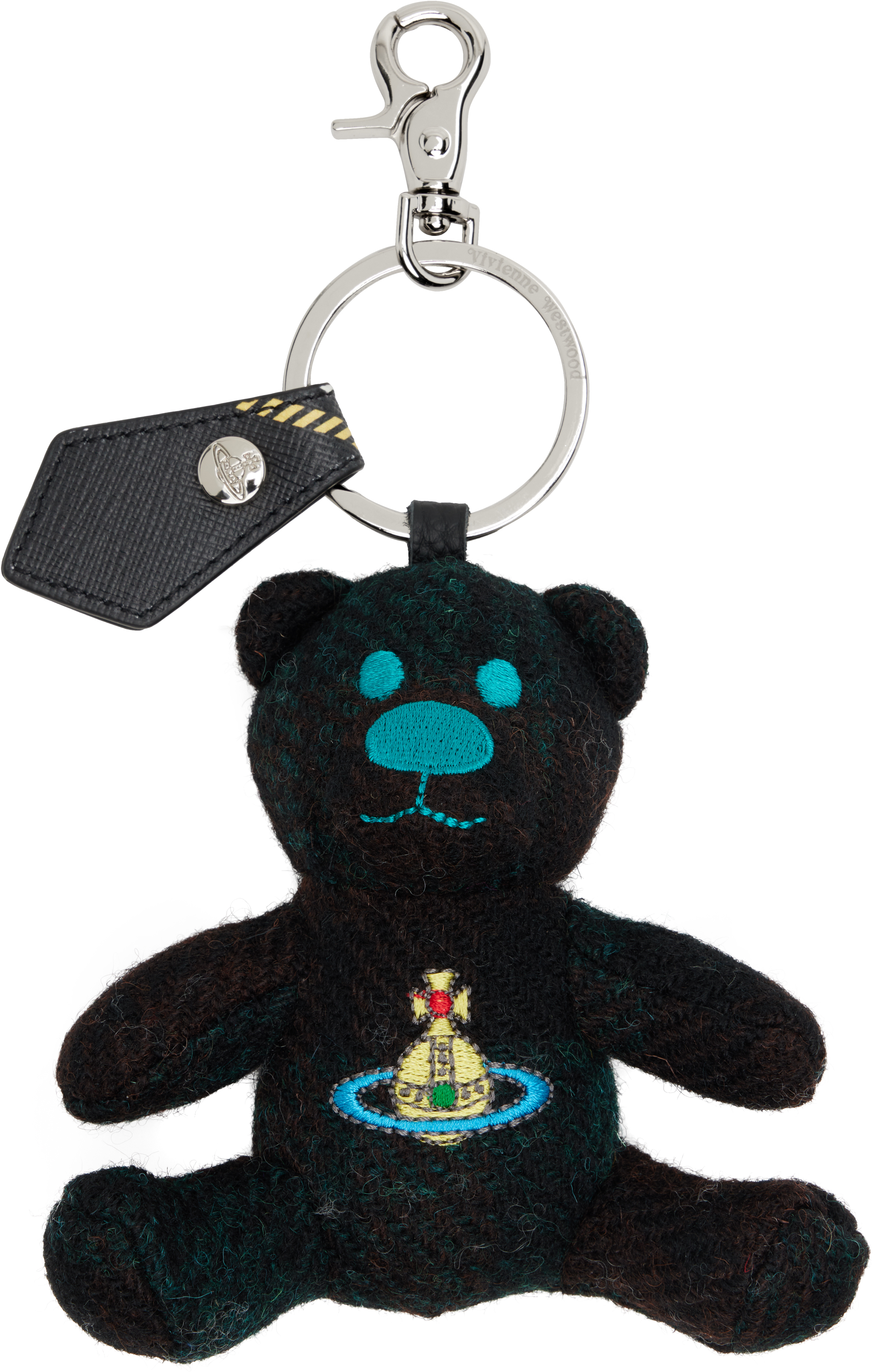 Vivienne Westwood Green Teddy Bear Keychain In Metallic
