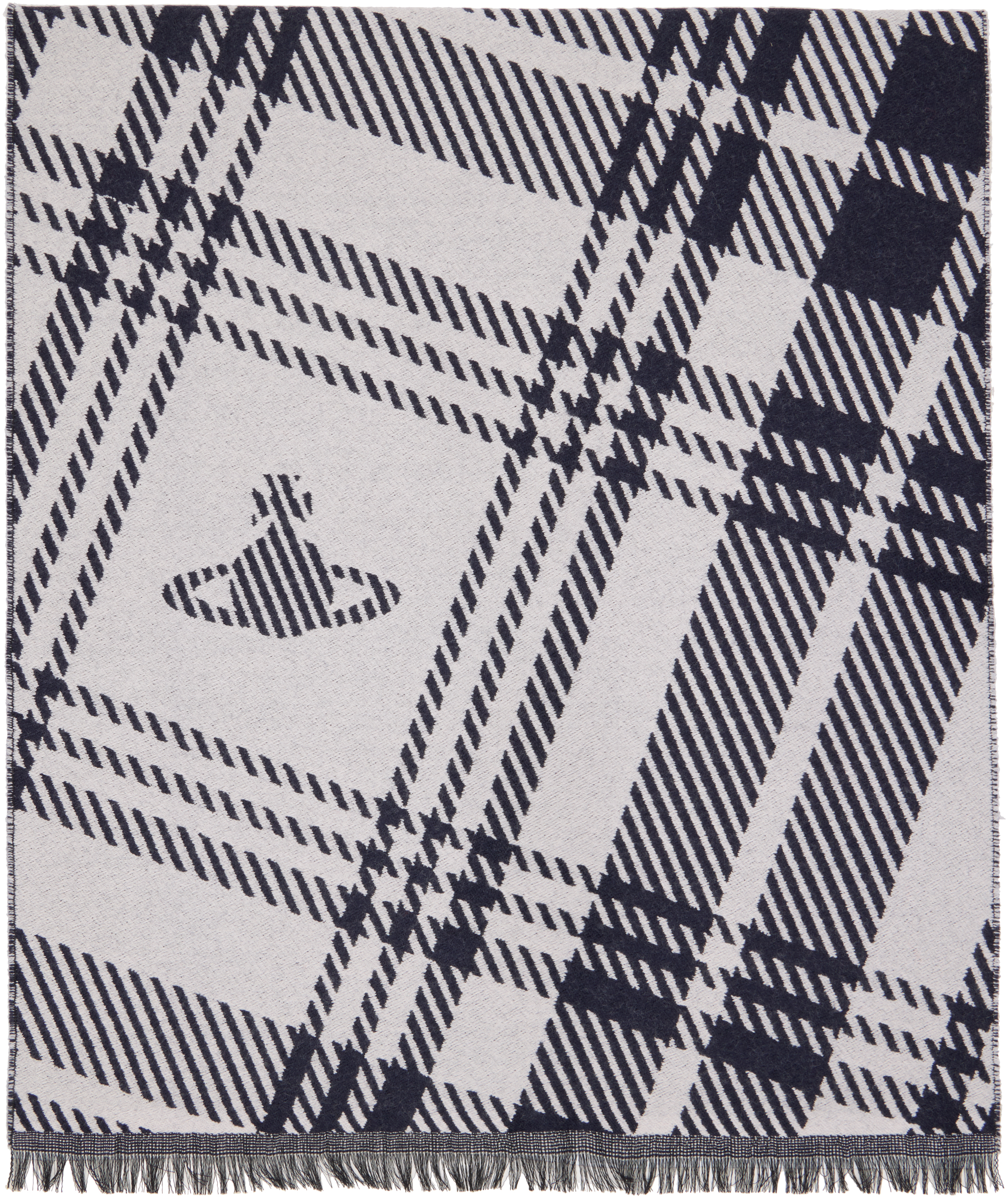 Vivienne Westwood Black & Gray Tartan Scarf In Brown