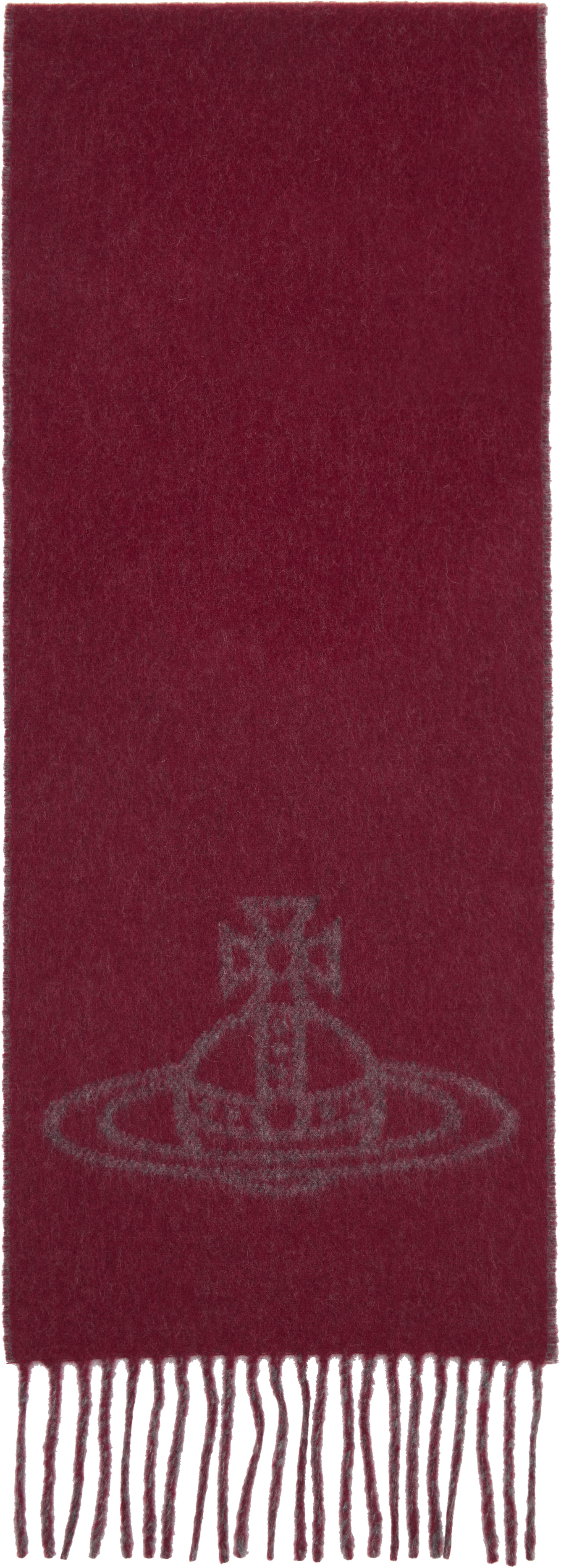 Vivienne Westwood Red & Gray Single Orb Double Scarf