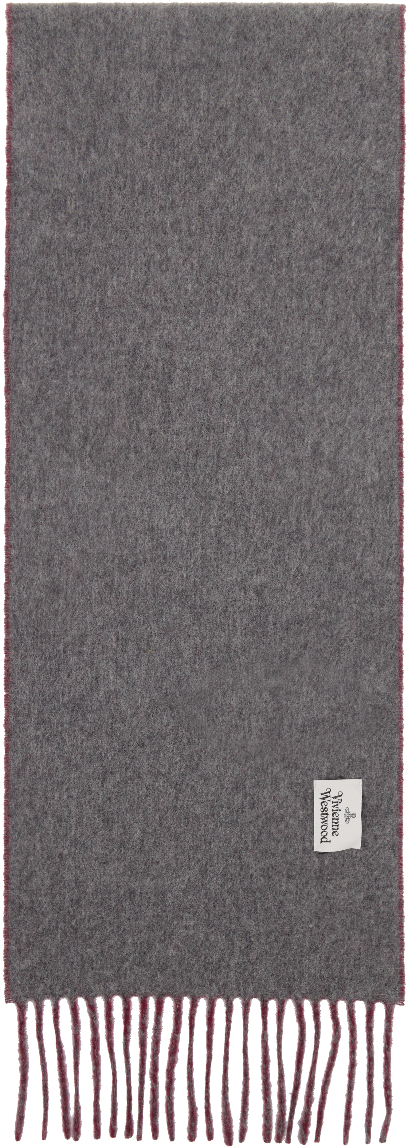 Vivienne Westwood Red & Gray Single Orb Double Scarf