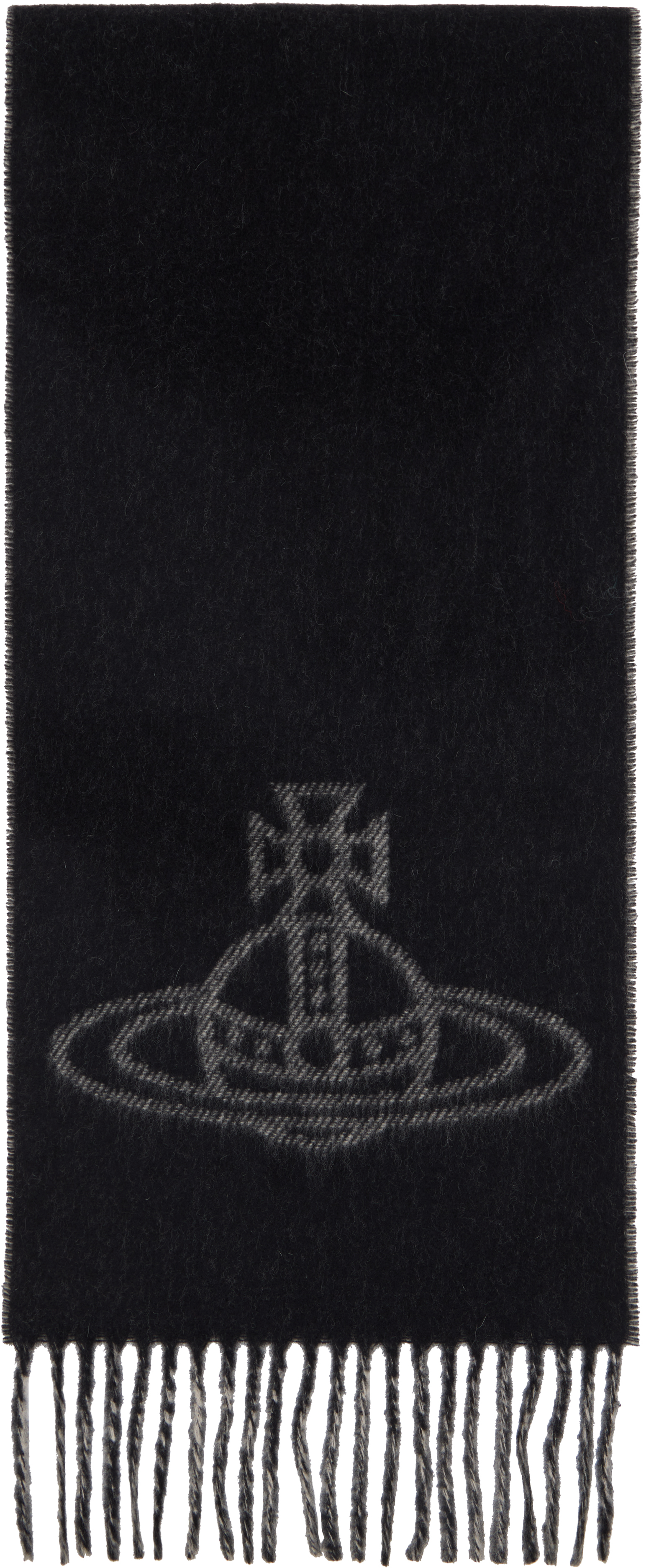 Vivienne Westwood Black & Gray Single Orb Double Scarf