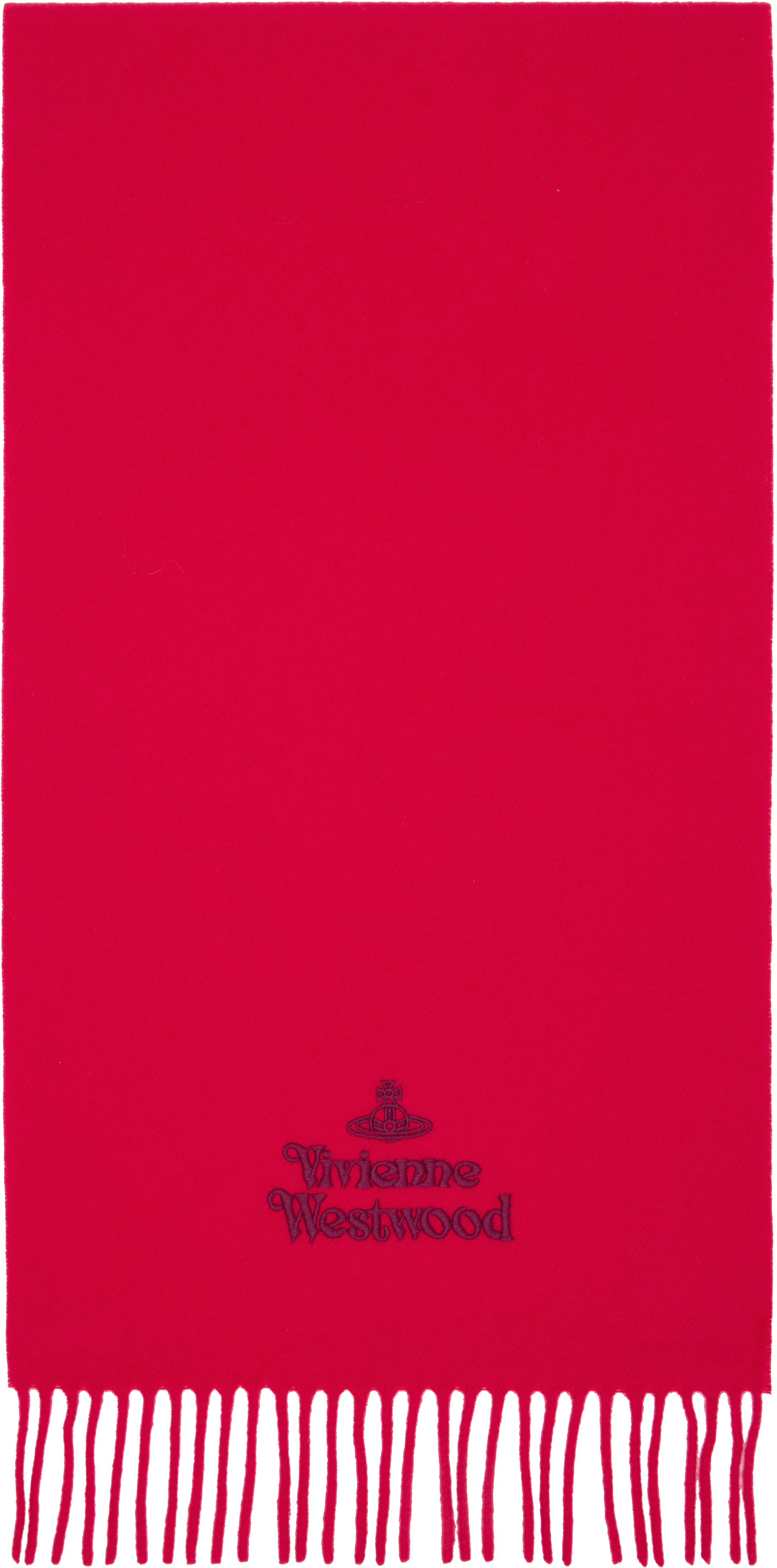 Vivienne Westwood Red Embroidered Scarf