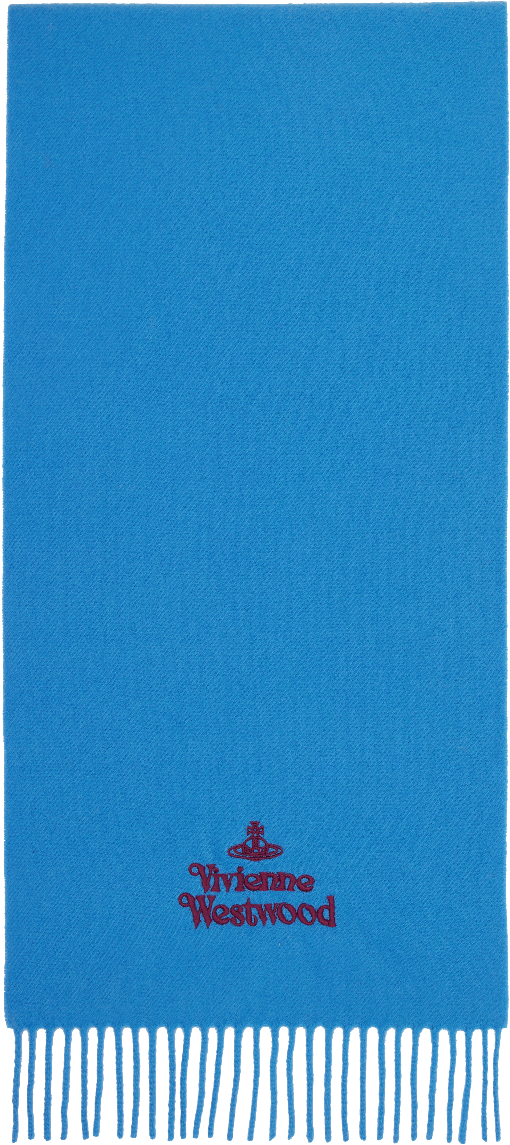 Vivienne Westwood Blue Embroidered Scarf