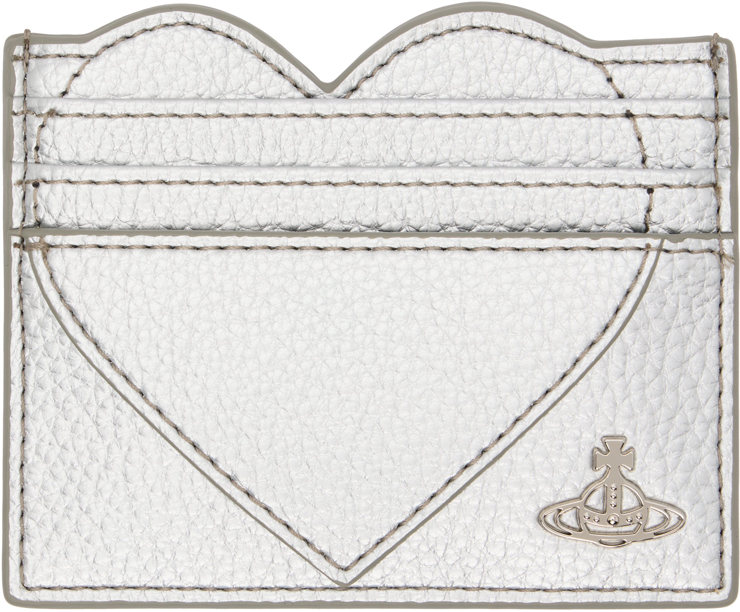 Vivienne Westwood Silver Heart Card Holder In Gray