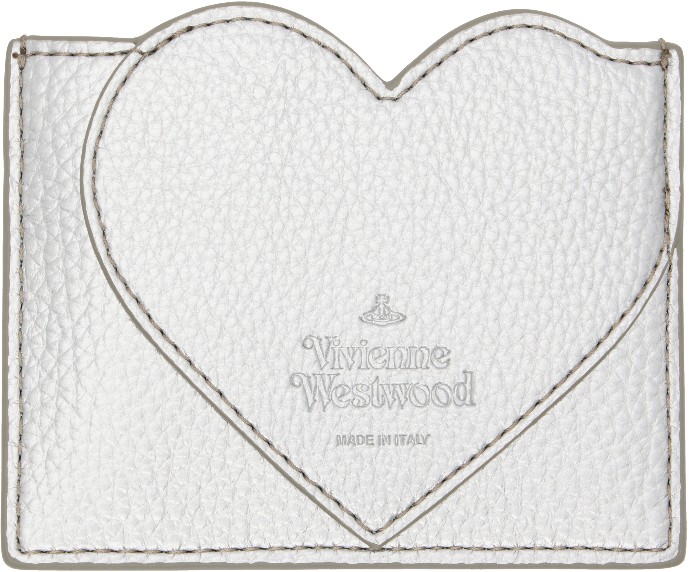 Vivienne Westwood Silver Heart Card Holder In Gray