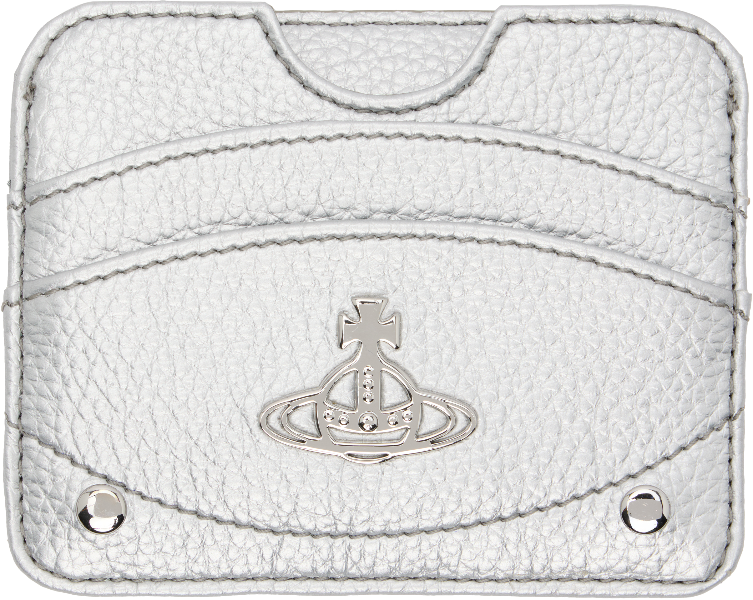 Vivienne Westwood Silver Half Moon Card Holder In White